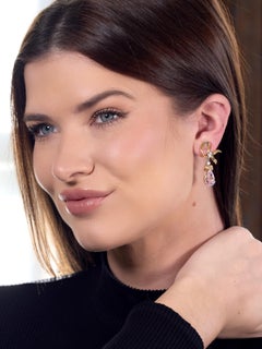 Tiffany & Co. 1988 Kunzite Diamante Platino Oro 18K Orecchini a goccia Angelo Vintage