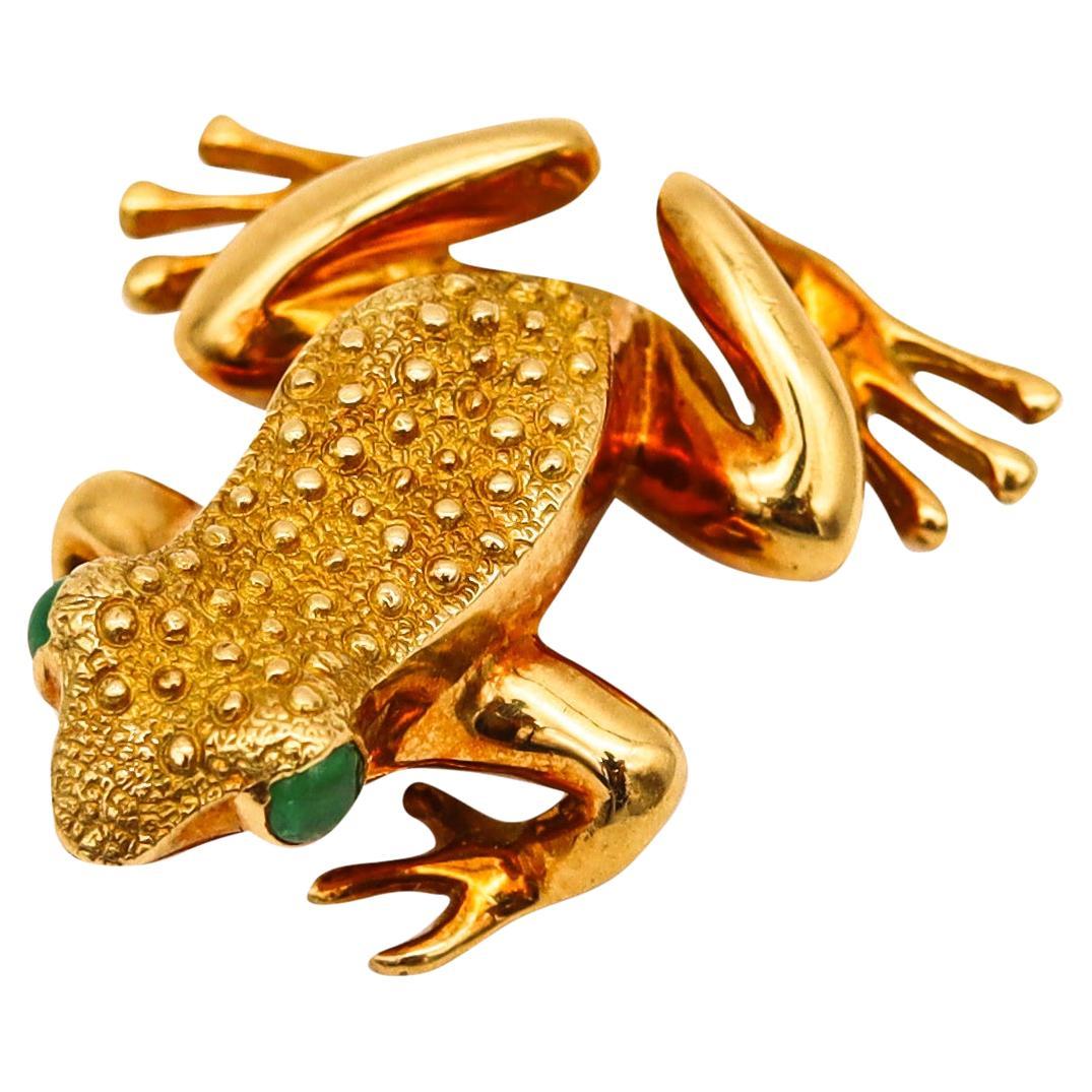 Tiffany and Co. Emerald Gold Frog Brooch Pin at 1stDibs