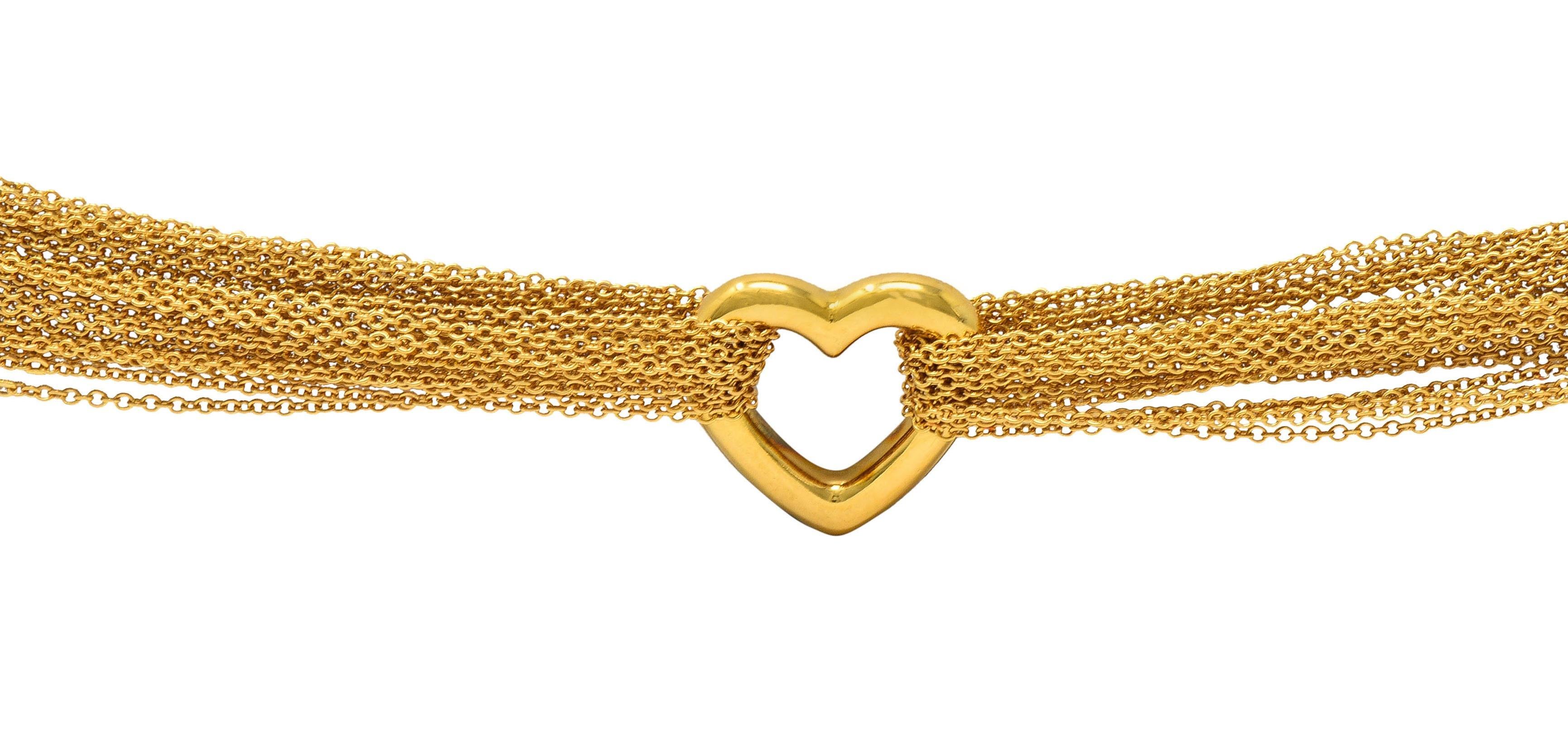 Tiffany & Co. 1990 Bracelet vintage en or jaune 18 carats avec mailles en forme de cœur 1