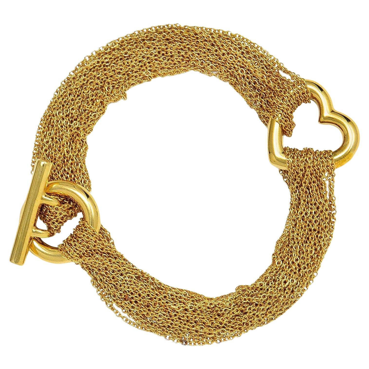 Tiffany & Co. 1990 Bracelet vintage en or jaune 18 carats avec mailles en forme de cœur