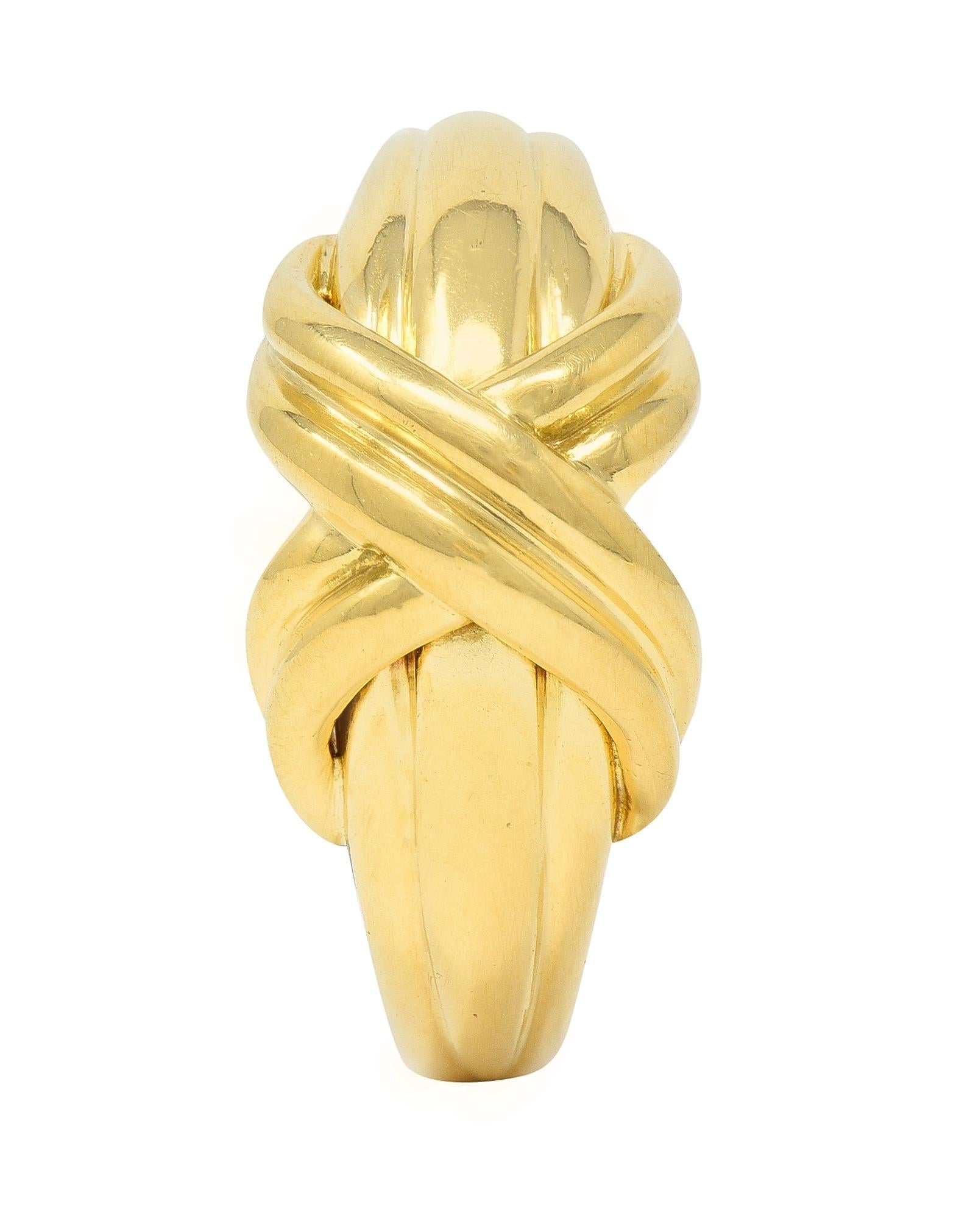 Tiffany & Co. 1990 18 Karat Yellow Gold X Knot Vintage Ring 7