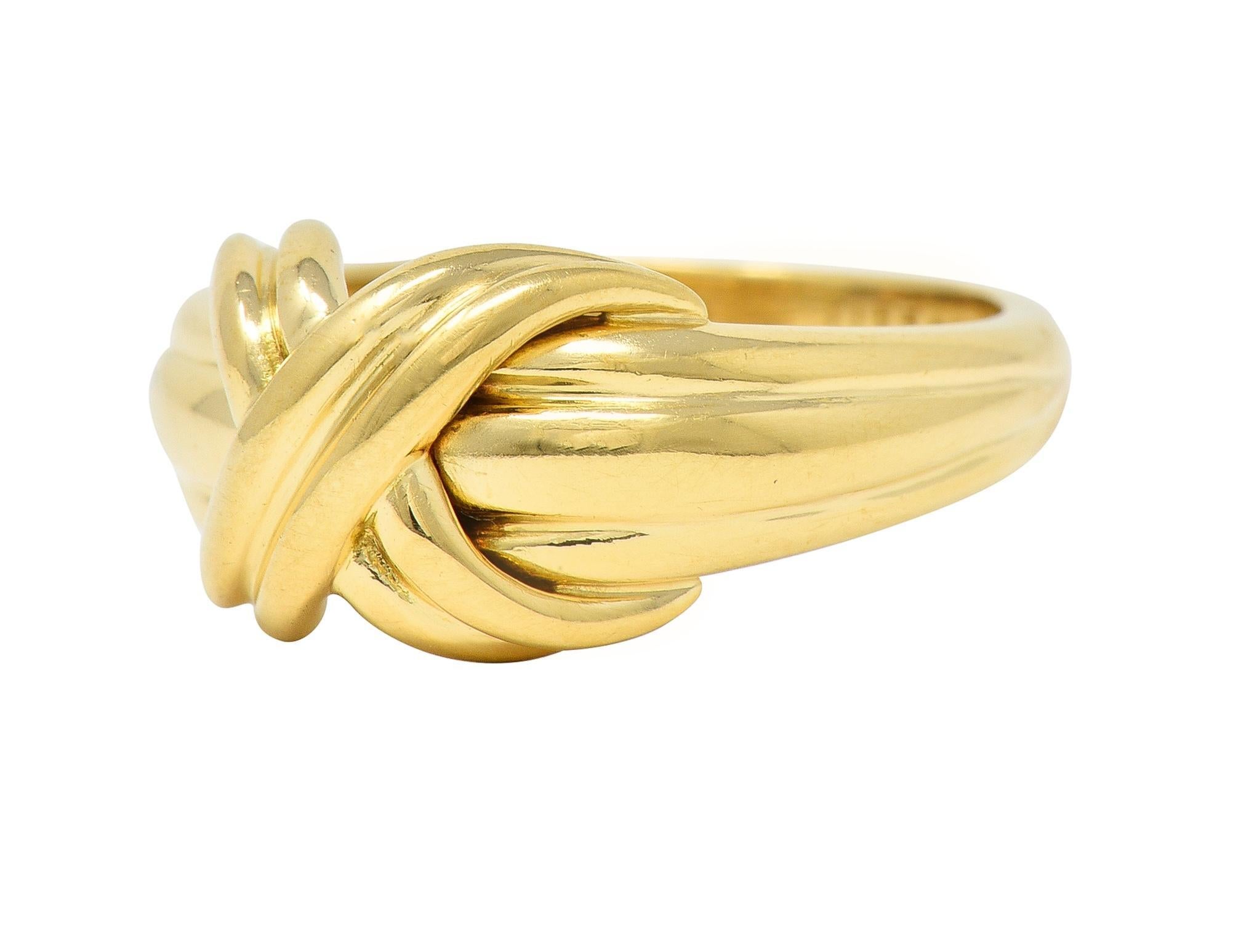 Tiffany & Co. 1990 18 Karat Yellow Gold X Knot Vintage Ring 2