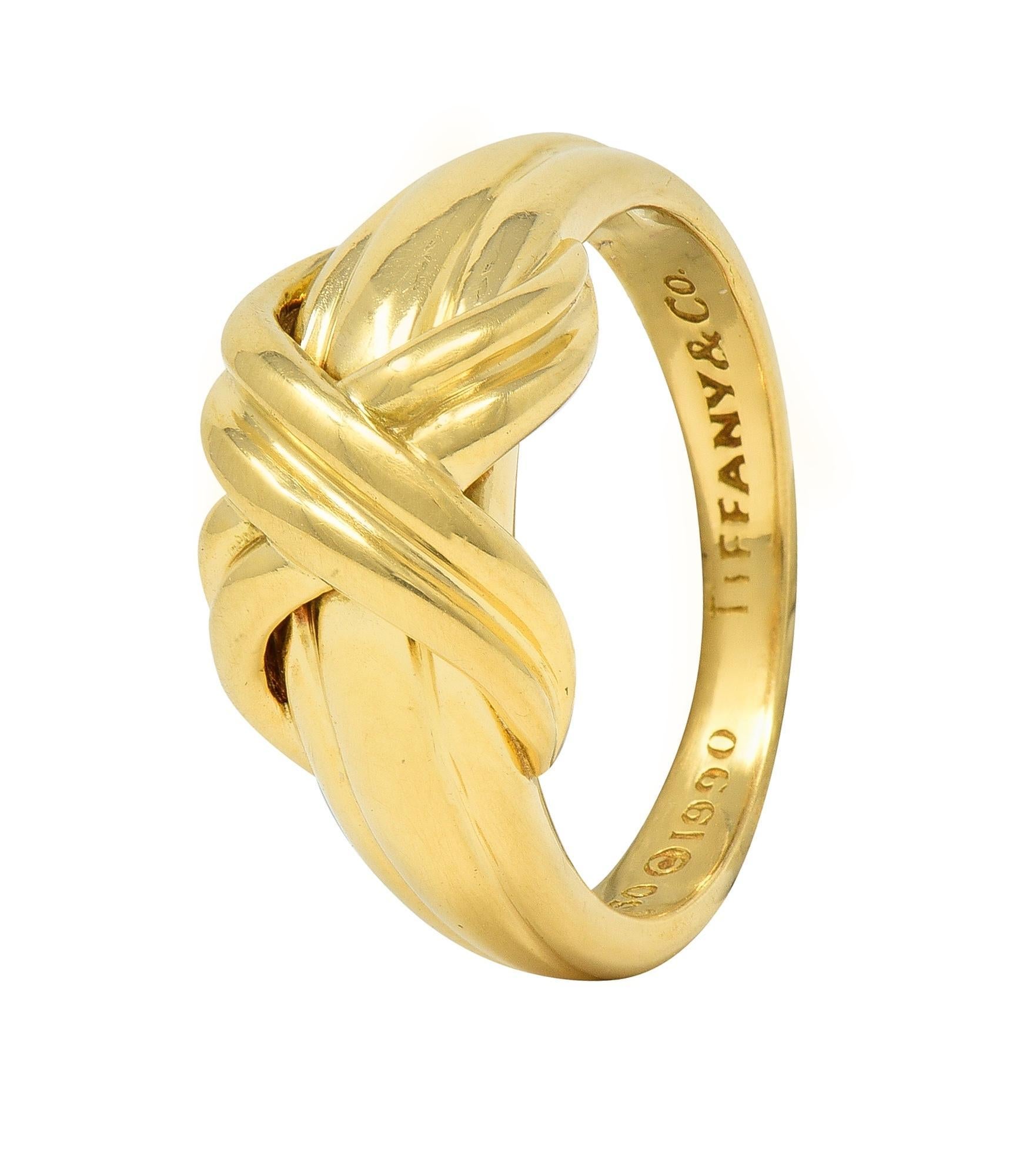 Tiffany & Co. 1990 18 Karat Yellow Gold X Knot Vintage Ring 5