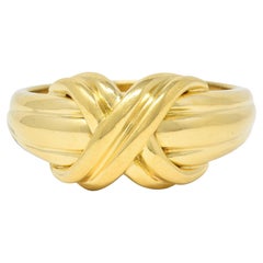 Tiffany & Co. 1990 18 Karat Yellow Gold X Knot Vintage Ring
