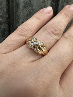 Tiffany & Co. 1990 18k Yellow Gold .25ctw Diamond "X" Signature Band Ring