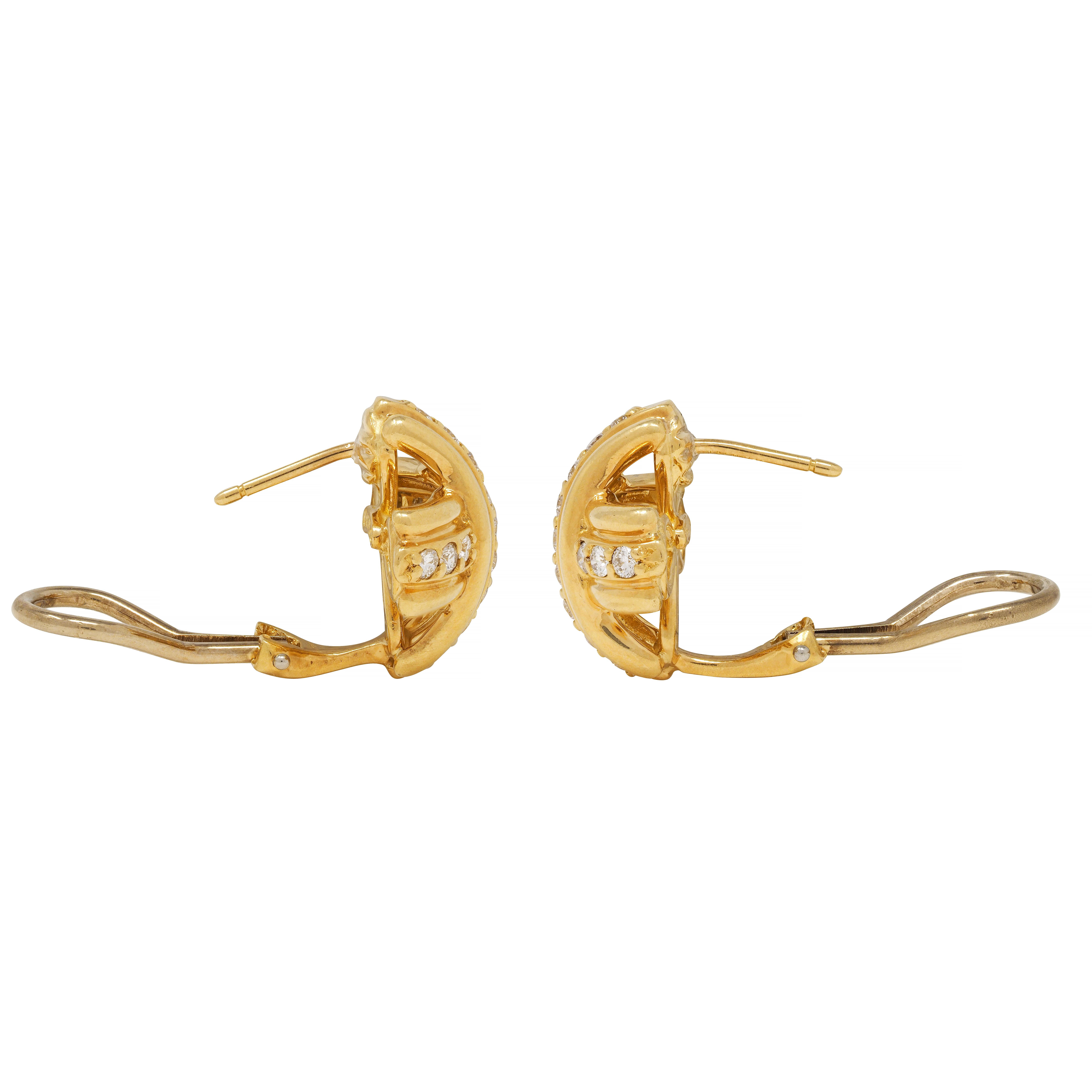 Contemporary Tiffany & Co. 1990's 0.90 CTW Diamond 18 Karat Yellow Gold Signature X Earrings