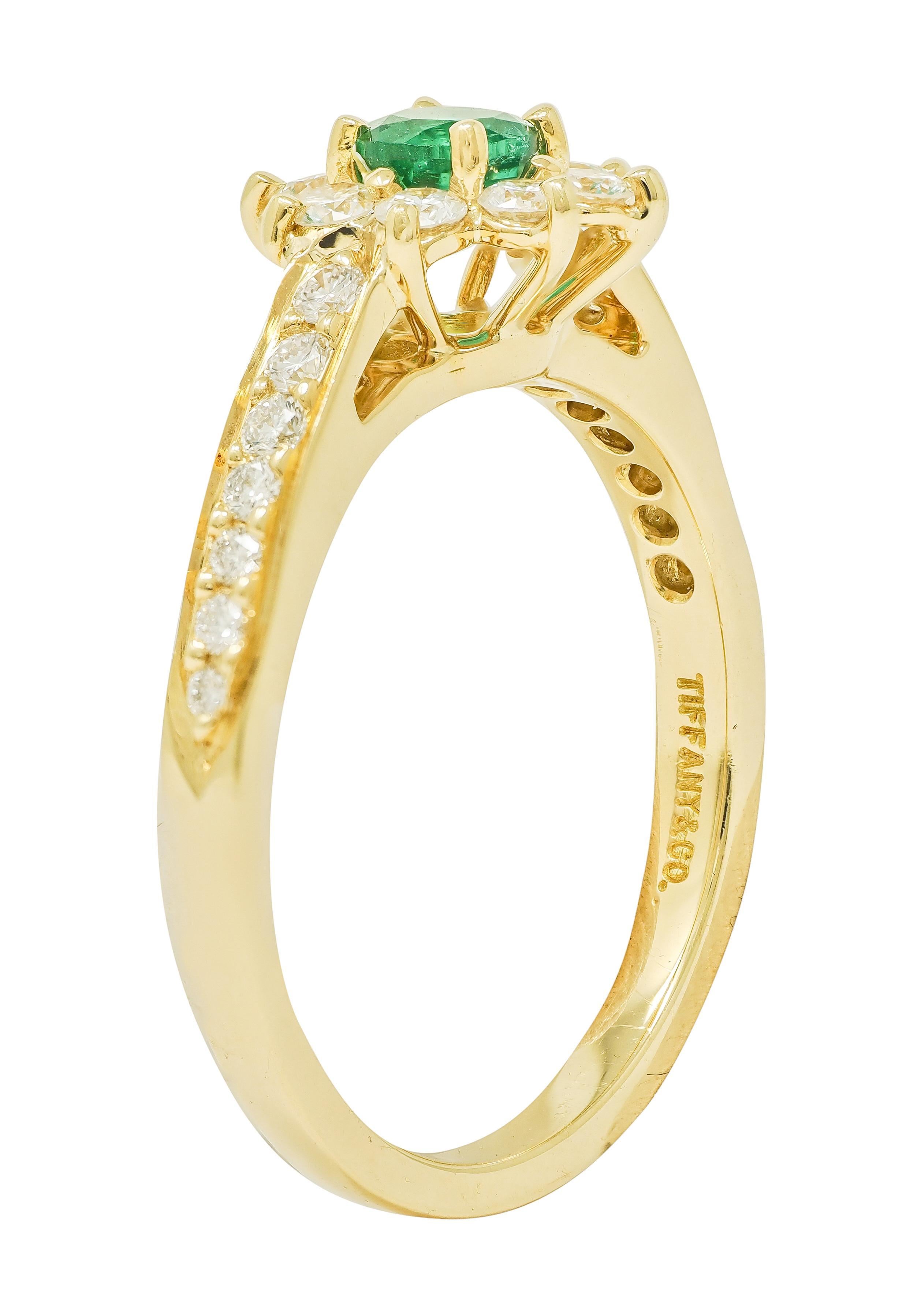 Tiffany & Co. 1990 1.00 CTW Emerald Diamond 18K Vintage Cluster Ring in vendita 5
