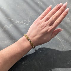 Tiffany & Co. 1990's 1.04 CTW Sapphire Diamond 18K Gold Vintage Wheat Bracelet