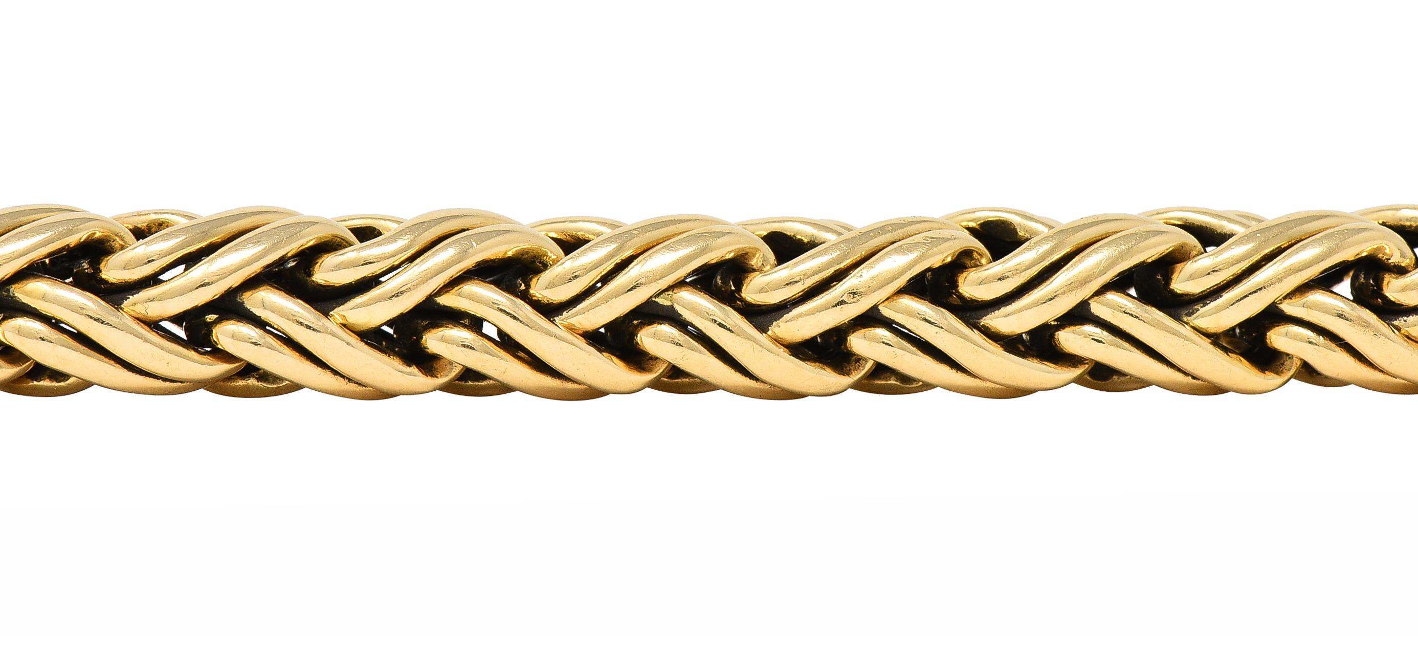 Tiffany & Co. 1990's 14 Karat Yellow Gold Russian Weave Vintage Chain Bracelet 6