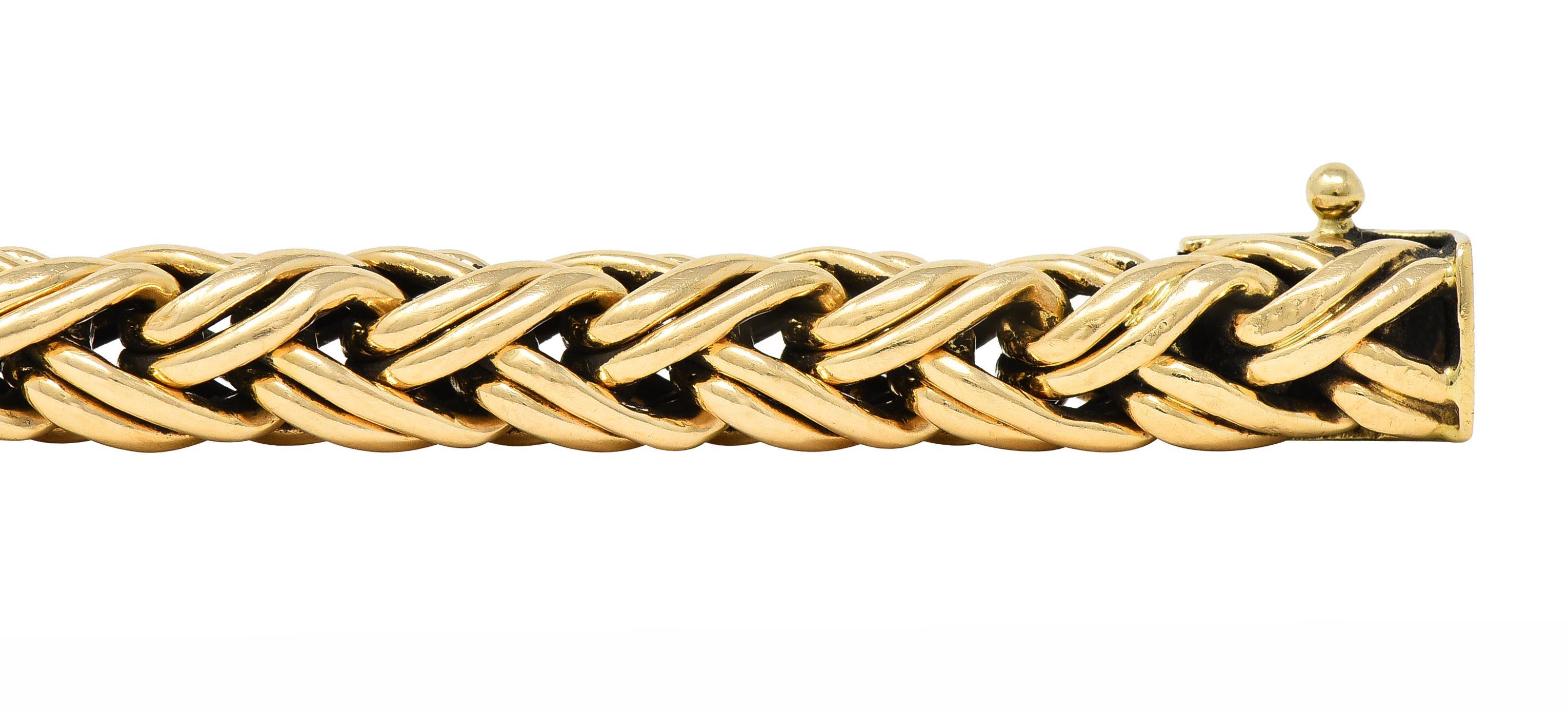 Tiffany & Co. 1990's 14 Karat Yellow Gold Russian Weave Vintage Chain Bracelet 7