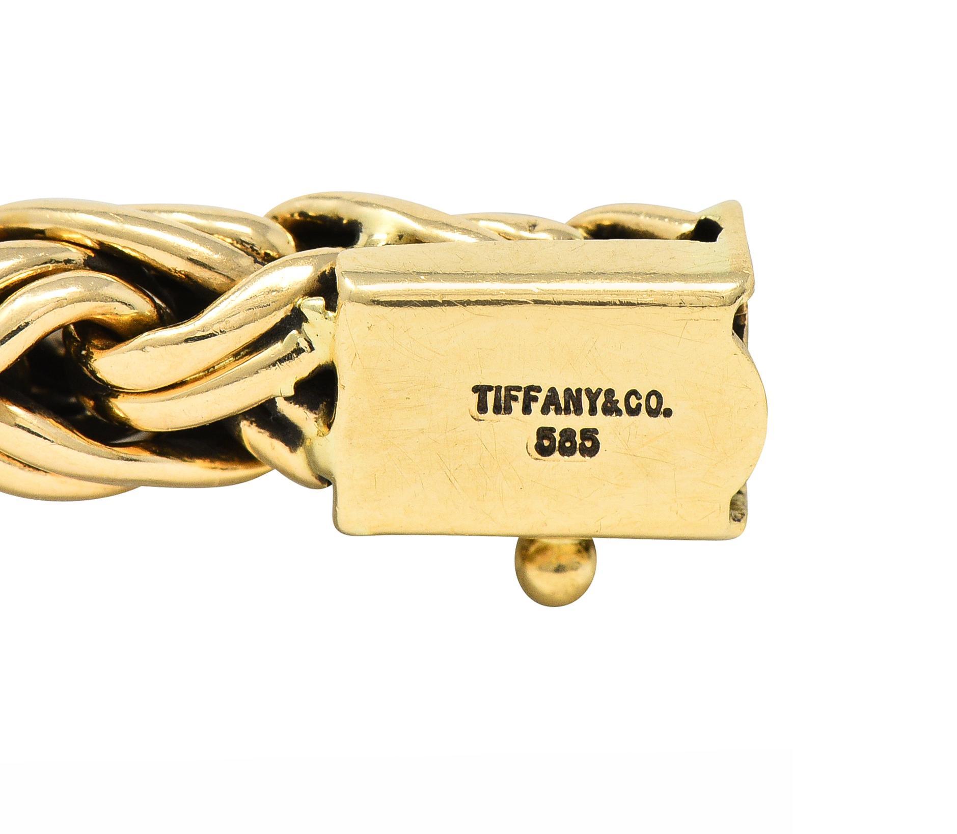 Tiffany & Co. 1990's 14 Karat Yellow Gold Russian Weave Vintage Chain Bracelet 8