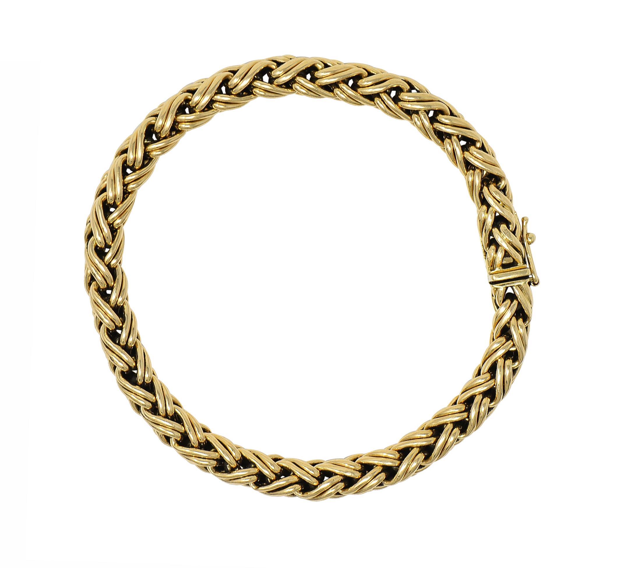 Tiffany & Co. 1990's 14 Karat Yellow Gold Russian Weave Vintage Chain Bracelet 9