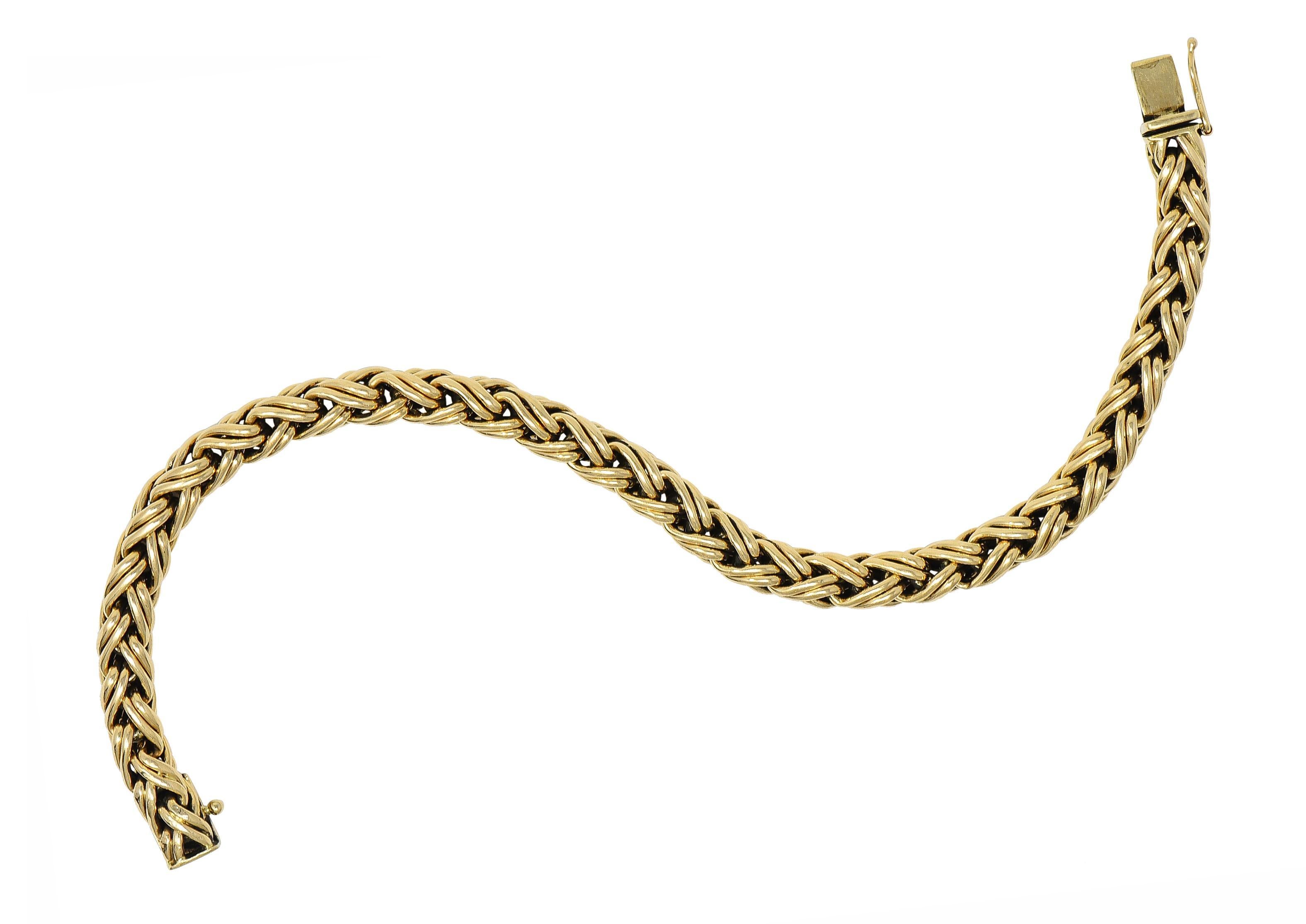 Tiffany & Co. 1990's 14 Karat Yellow Gold Russian Weave Vintage Chain Bracelet 10