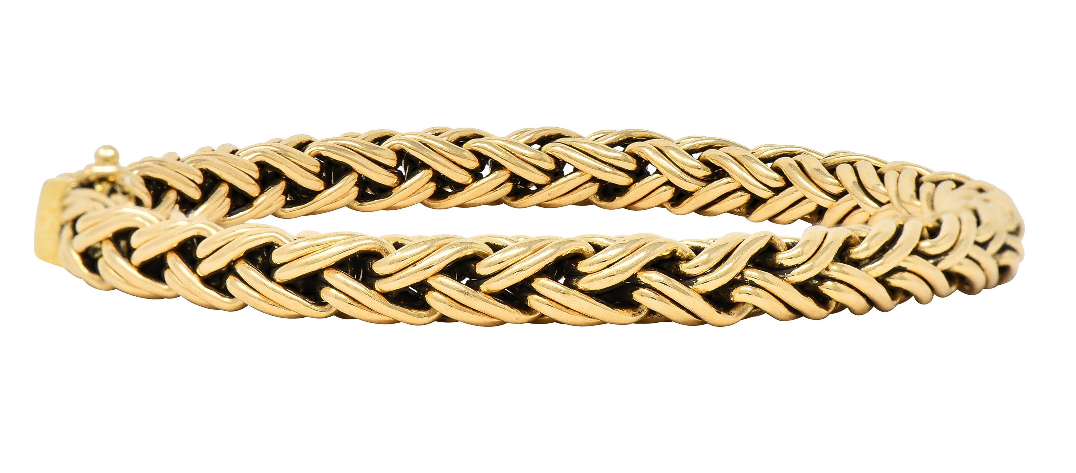 Women's or Men's Tiffany & Co. 1990's 14 Karat Yellow Gold Russian Weave Vintage Chain Bracelet