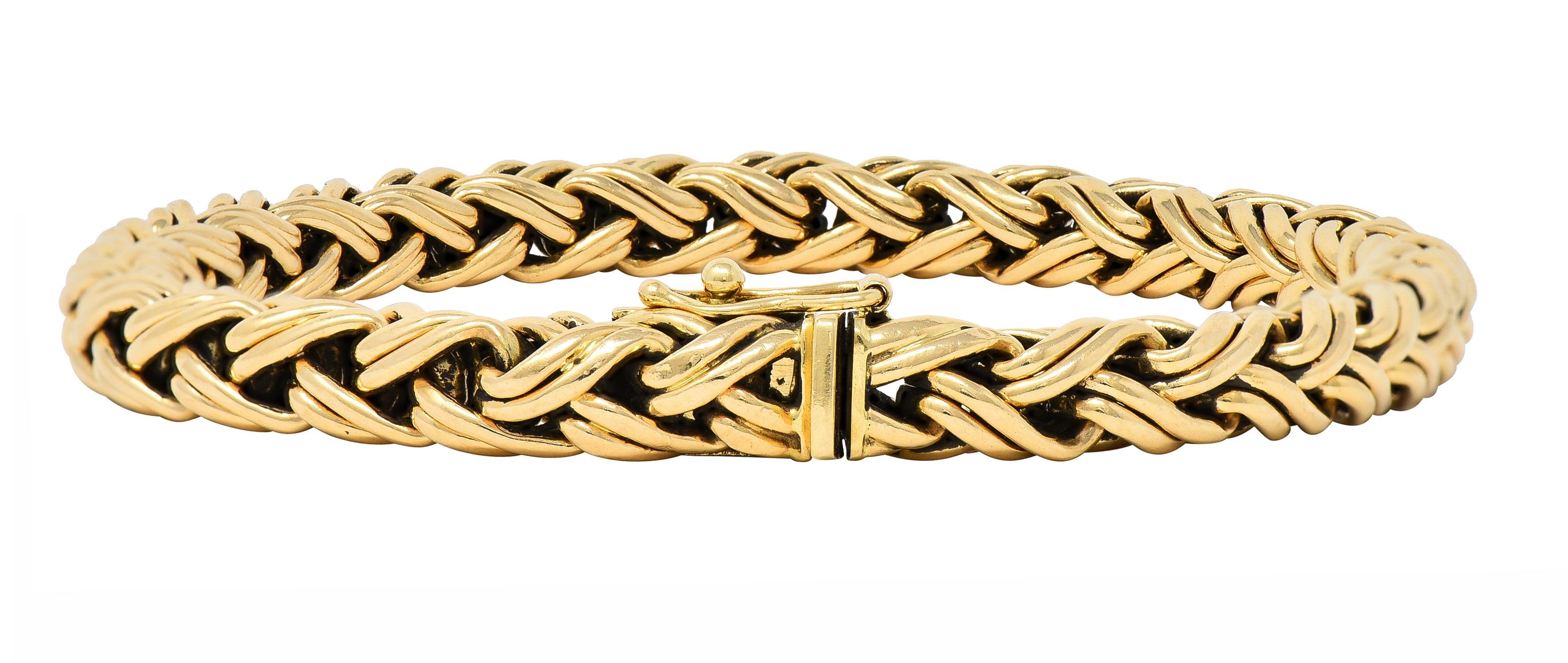 Tiffany & Co. 1990's 14 Karat Yellow Gold Russian Weave Vintage Chain Bracelet 1