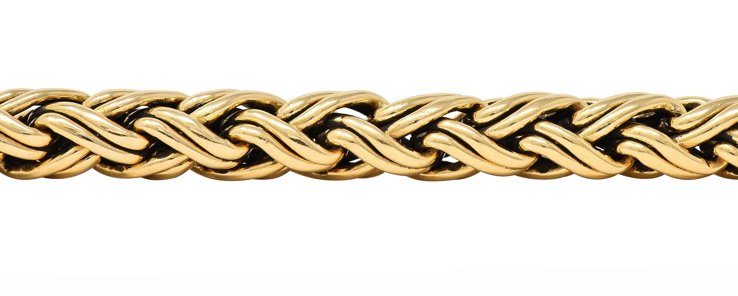 Tiffany & Co. 1990's 14 Karat Yellow Gold Russian Weave Vintage Chain Bracelet 2