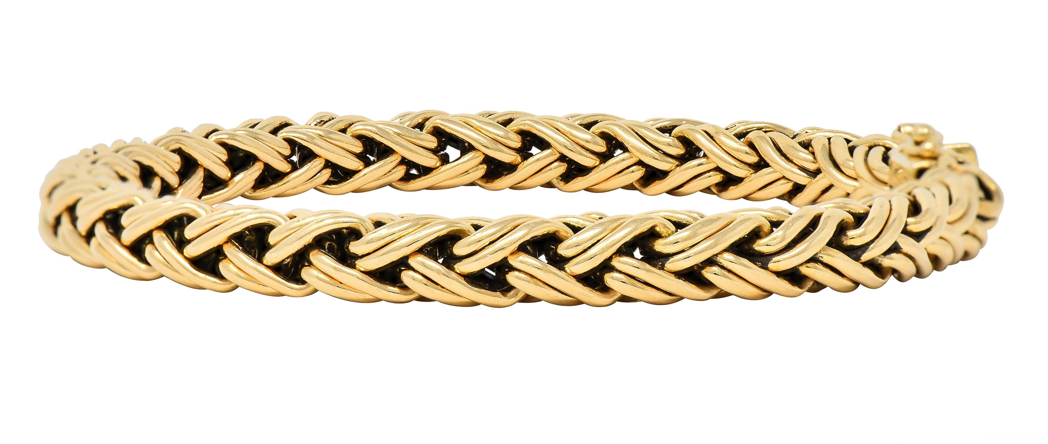Tiffany & Co. 1990's 14 Karat Yellow Gold Russian Weave Vintage Chain Bracelet 3