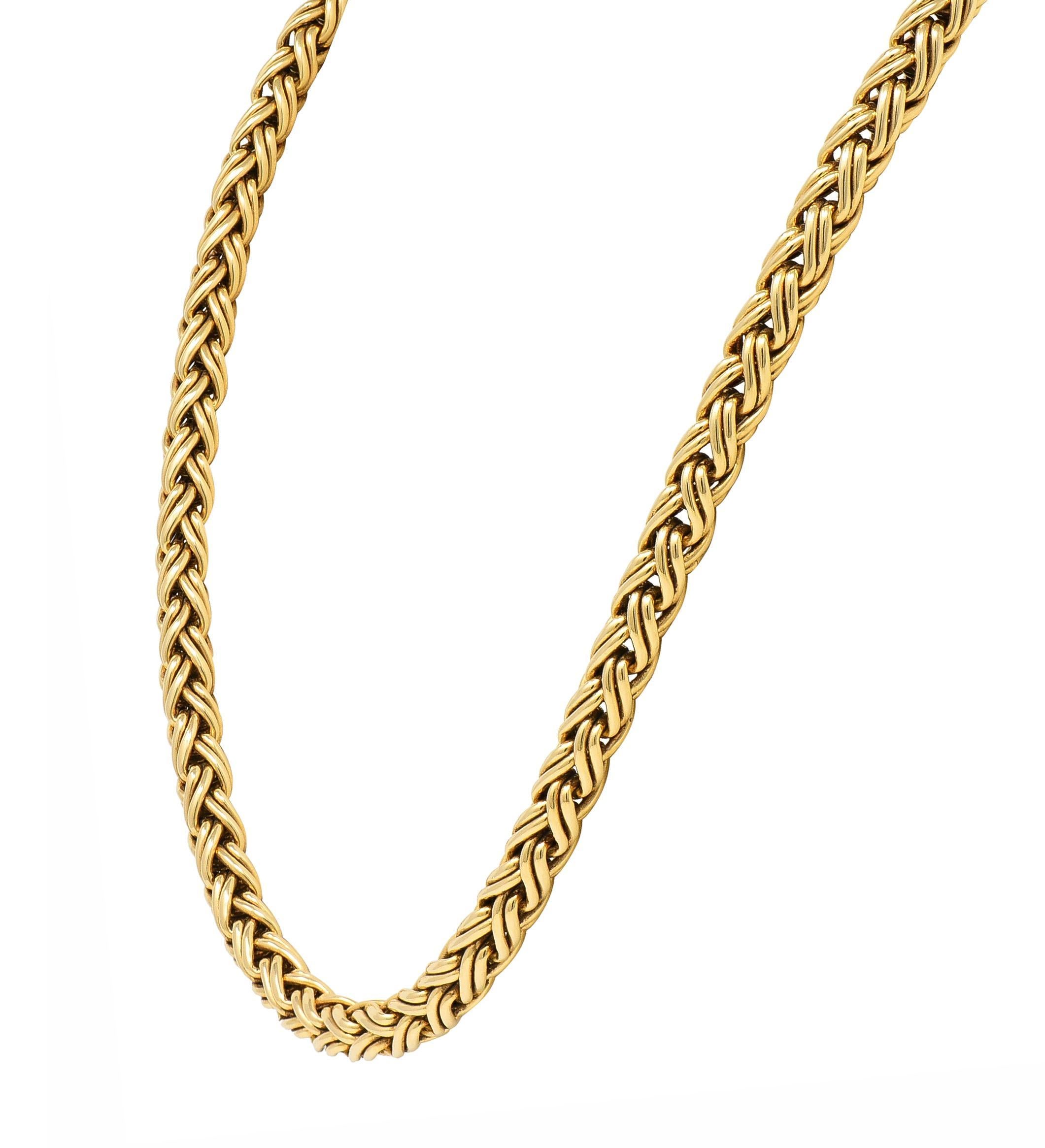 Tiffany & Co. 1990's 14 Karat Yellow Gold Russian Weave Vintage Chain Necklace In Excellent Condition In Philadelphia, PA