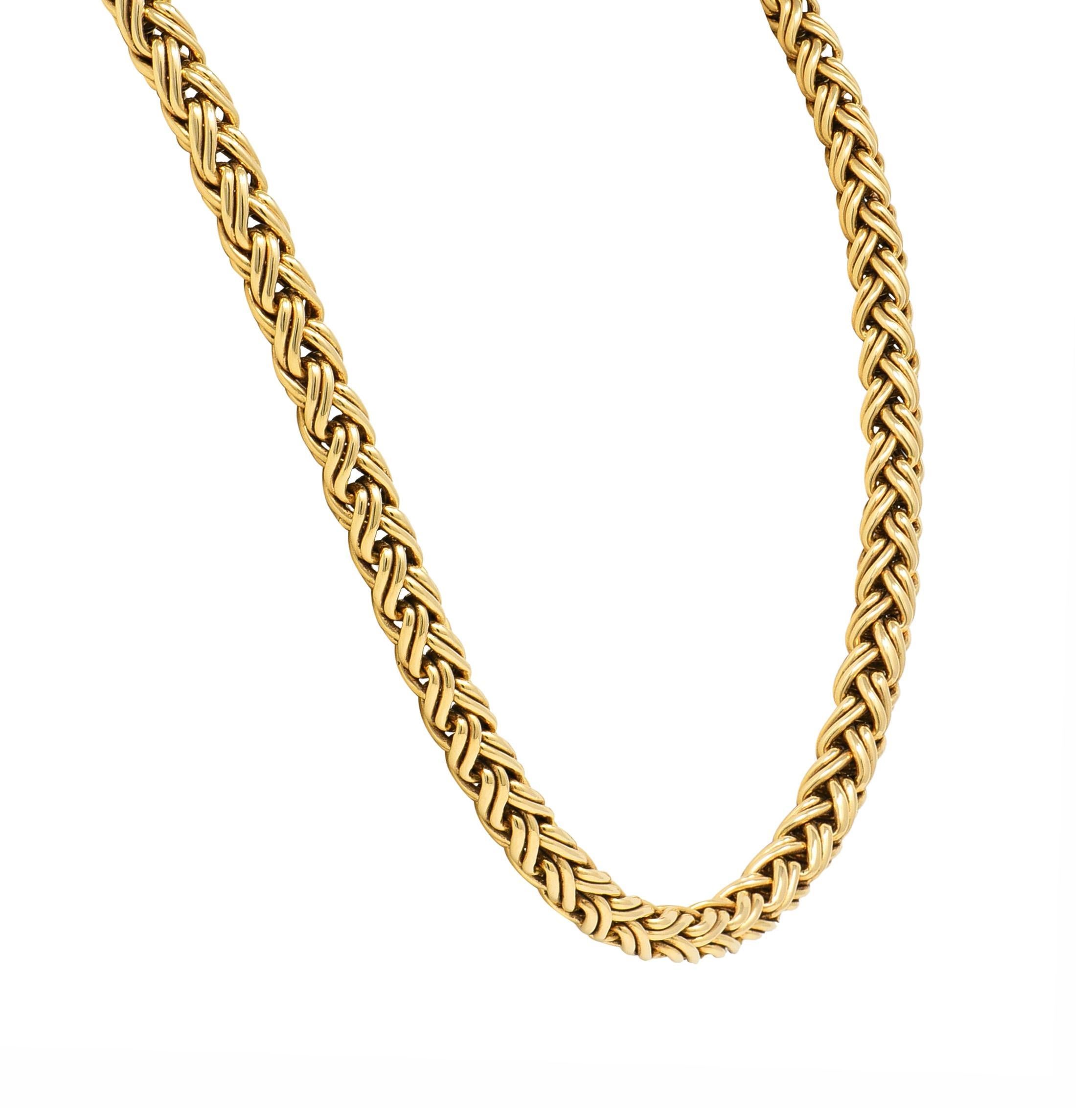 Women's or Men's Tiffany & Co. 1990's 14 Karat Yellow Gold Russian Weave Vintage Chain Necklace