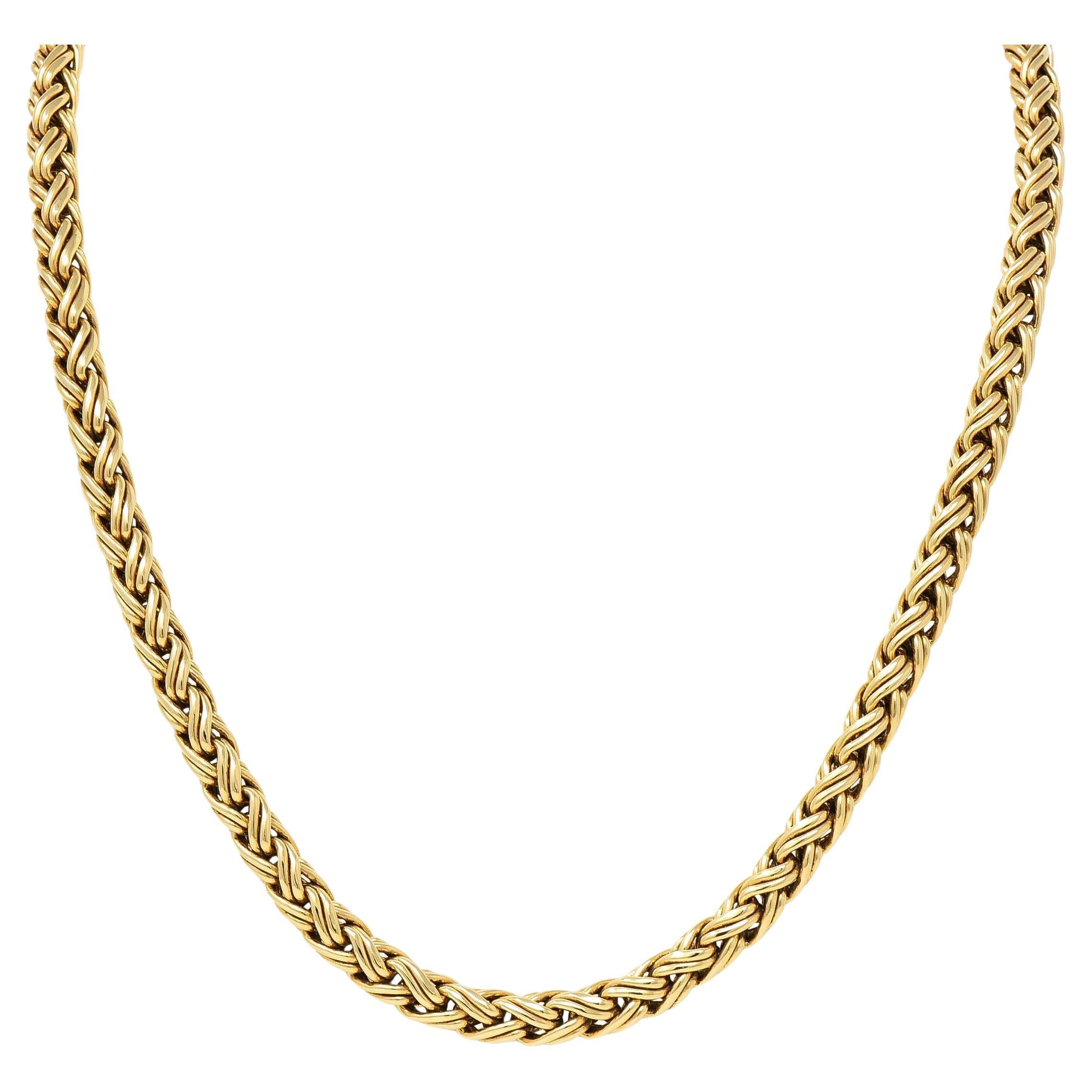 Tiffany & Co. 1990's 14 Karat Yellow Gold Russian Weave Vintage Chain Necklace