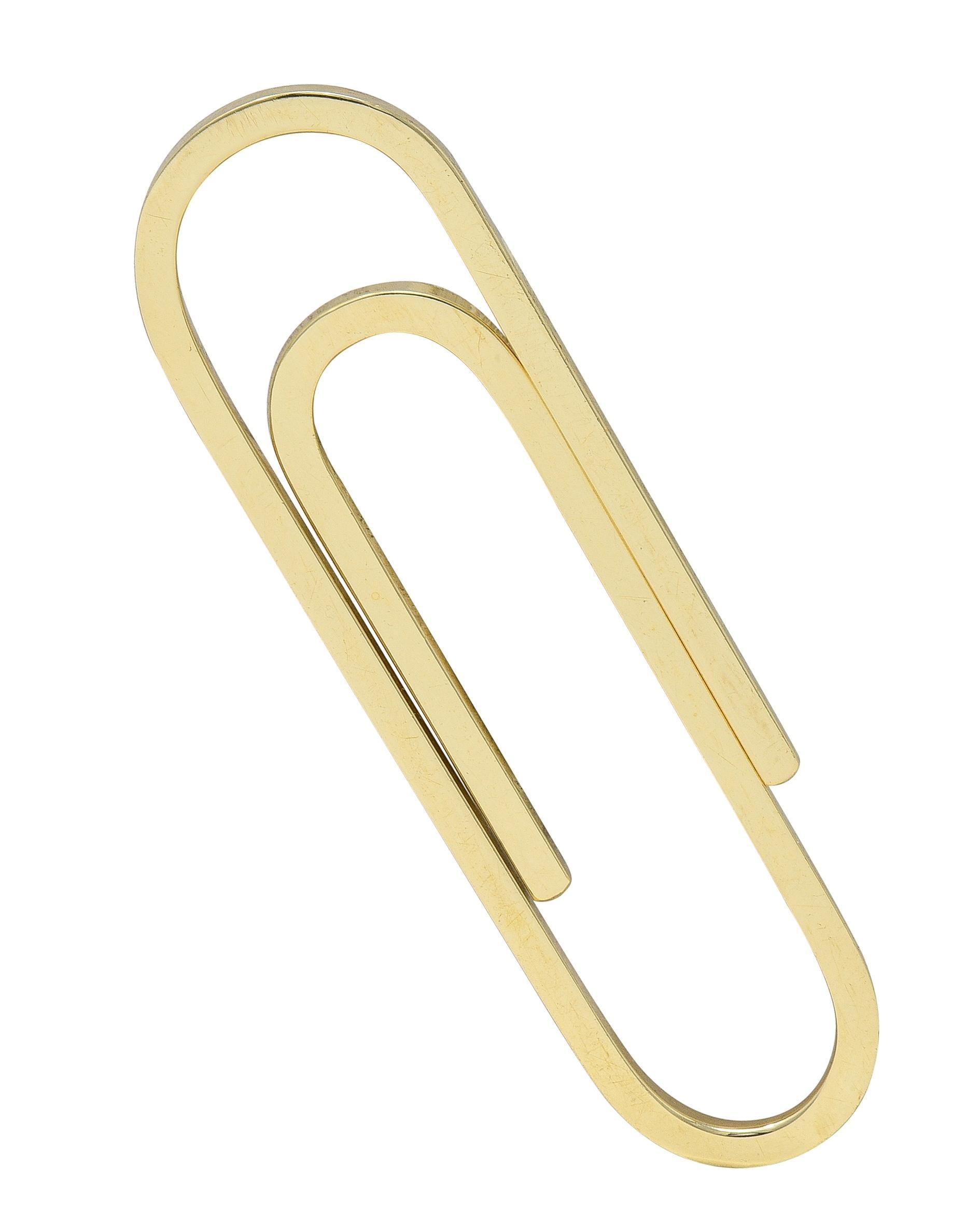 Tiffany & Co. 1990, oro giallo 14 carati, graffetta vintage di grandi dimensioni in vendita 1