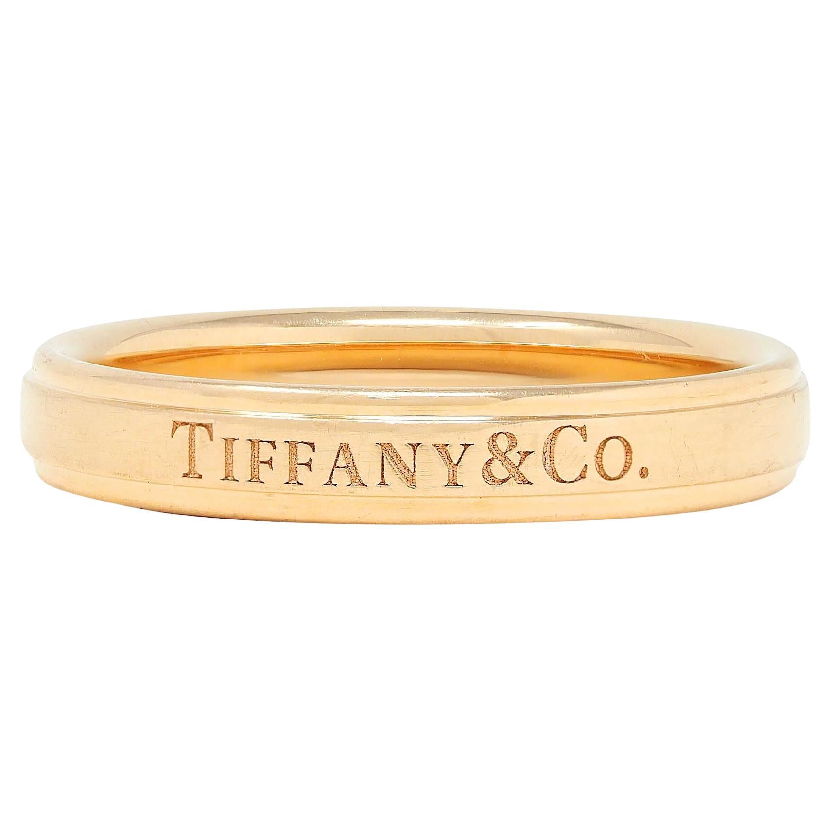 Anello Tiffany & Co. del 1990 in oro giallo 18 carati con logo d'epoca