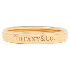 Anello Tiffany & Co. del 1990 in oro giallo 18 carati con logo d'epoca