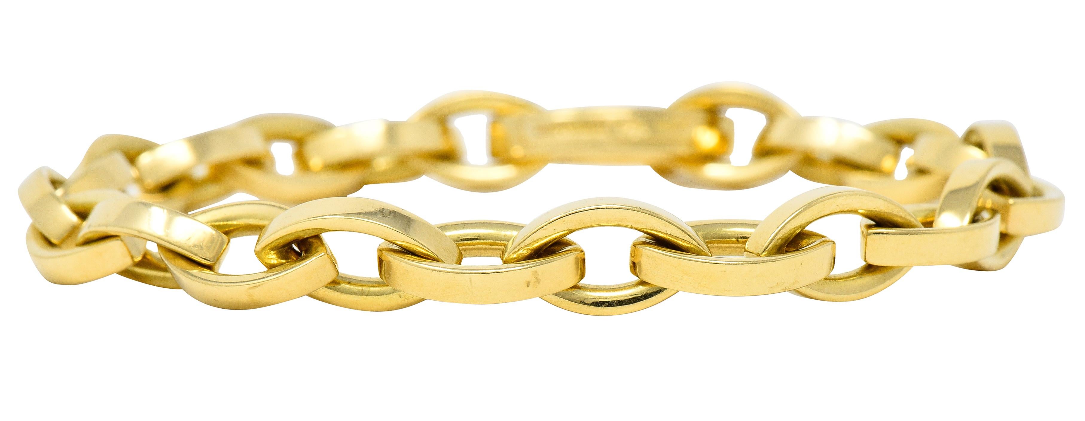 Tiffany & Co. 1990s 18 Karat Yellow Gold Vintage Marquise Link Bracelet In Excellent Condition In Philadelphia, PA