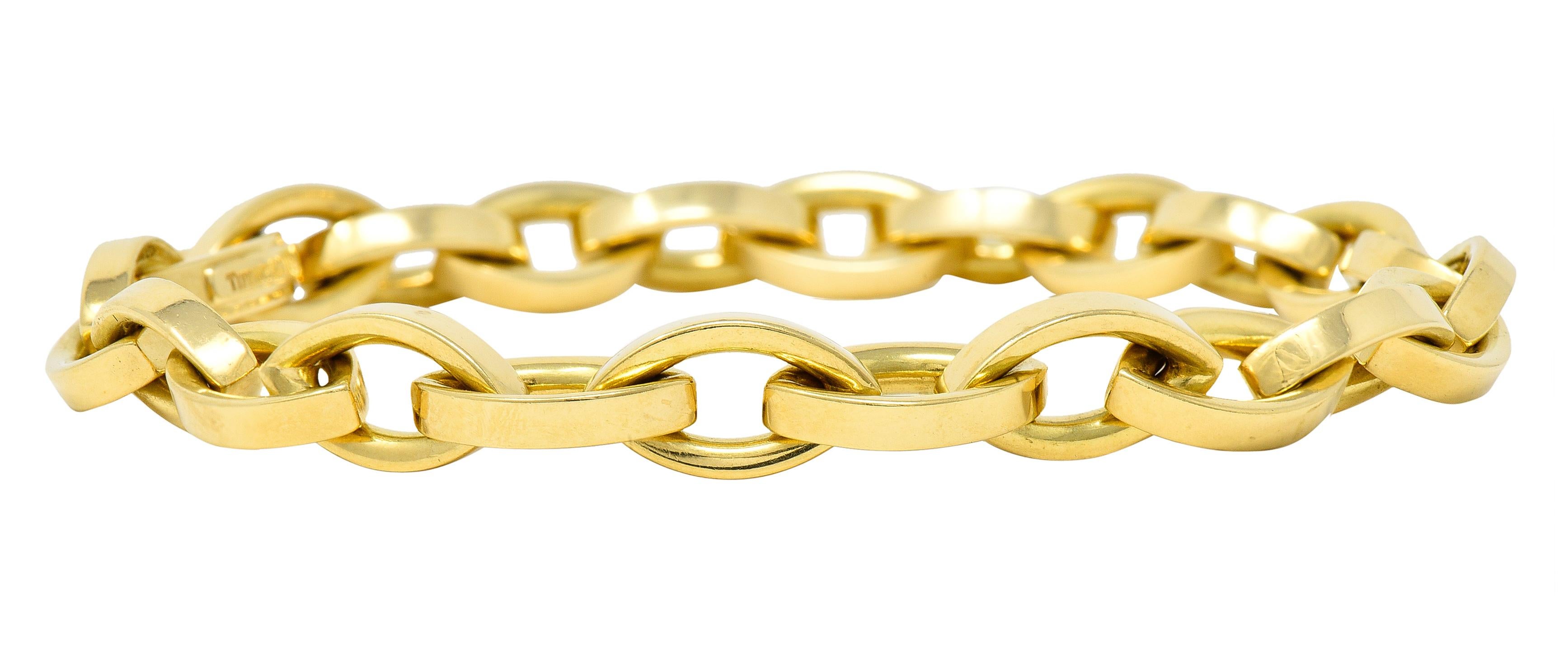 Women's or Men's Tiffany & Co. 1990s 18 Karat Yellow Gold Vintage Marquise Link Bracelet