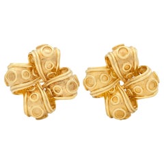 Tiffany & Co. 1990's 18 Karat Yellow Gold Vintage Ribbon Knot Earrings