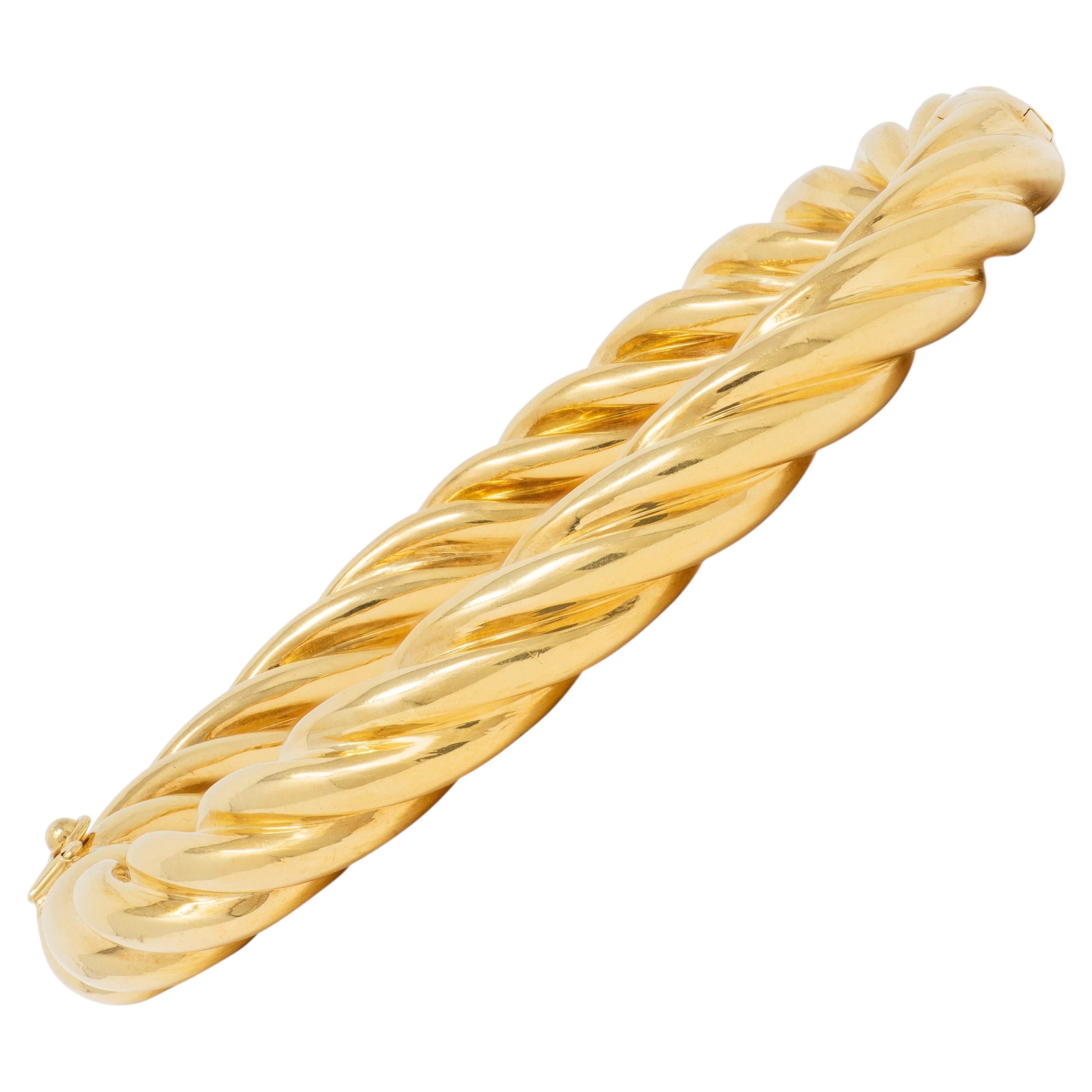 Tiffany & Co. 1990's 18 Karat Yellow Gold Vintage Twist Bangle Bracelet