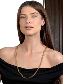 Tiffany & Co. 1990's 18K Gold Russian Weave Vintage 32 Inch Long Chain Necklace