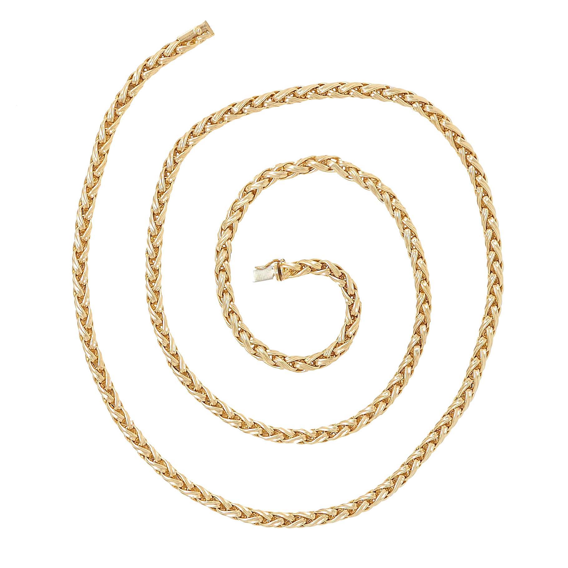 Moderne Tiffany & Co. 1990 - Collier à chaîne longue de 32 pouces en or 18 carats et tissage russe vintage en vente