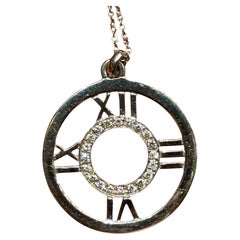Tiffany & Co 1990's 18k white gold and diamond Atlas pendant