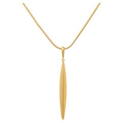 Tiffany & Co. 1990's 18K Yellow Gold Vintage Minimalist Feather Pendant Necklace