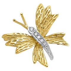 Tiffany & Co. 1990s 18k Yellow & White Gold Diamond Butterfly Pin