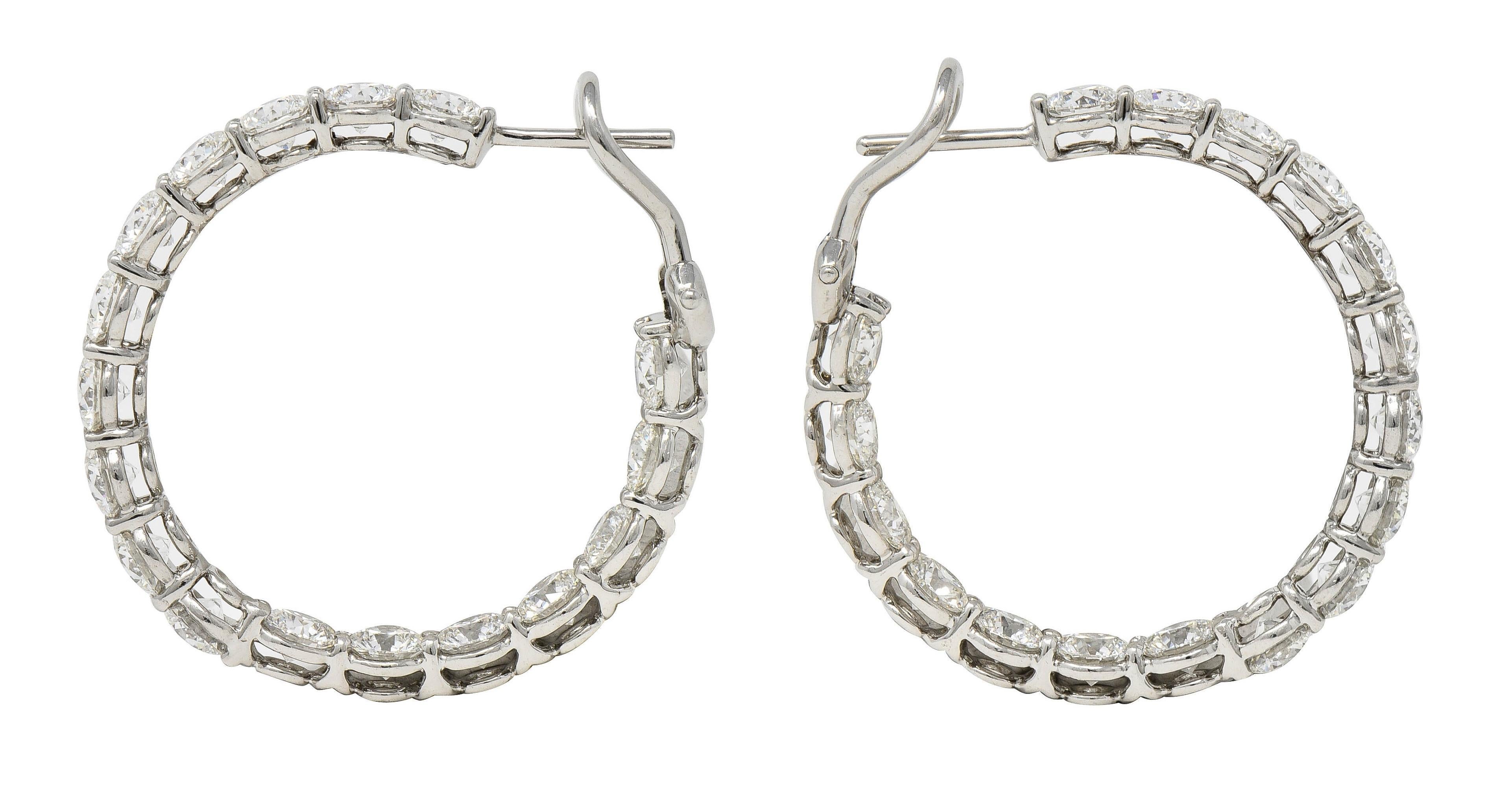 Brilliant Cut Tiffany & Co. 1990's 8.50 CTW Diamond Platinum Vintage Inside-Out Hoop Earrings For Sale