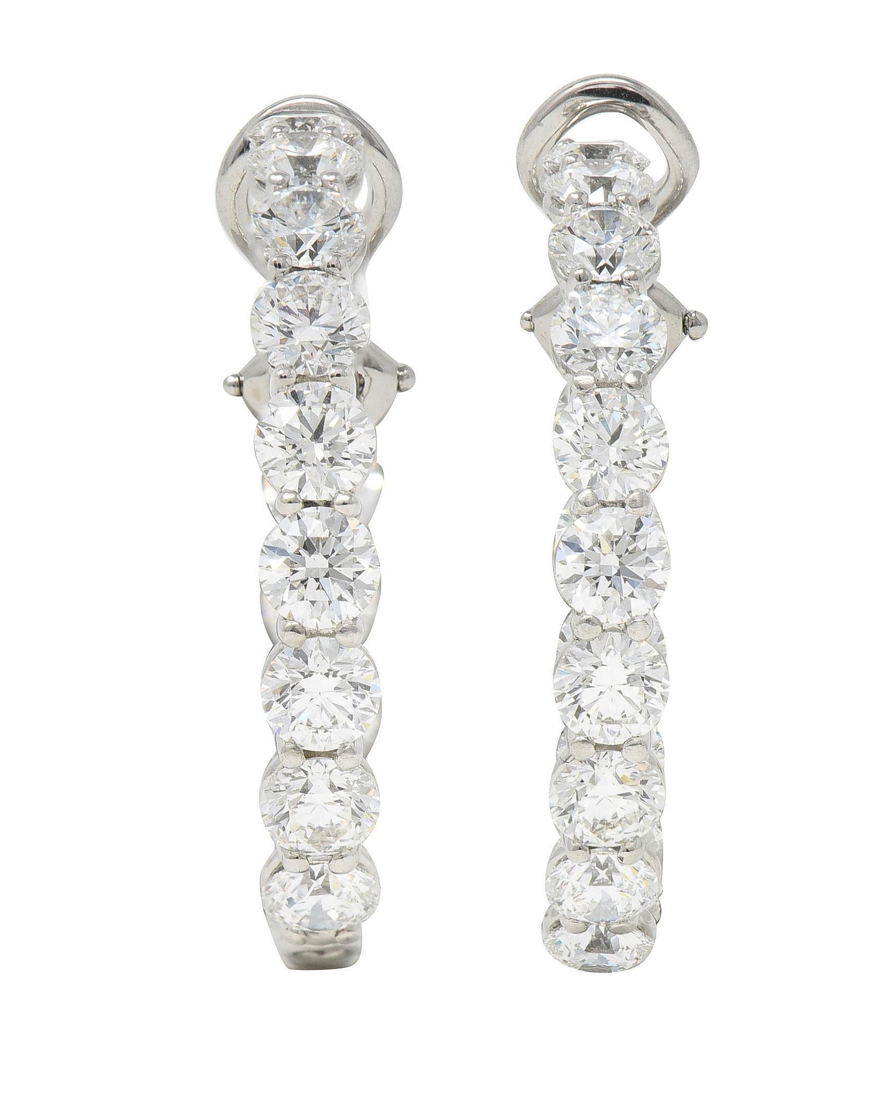 Tiffany & Co. 1990's 8.50 CTW Diamond Platinum Vintage Inside-Out Hoop Earrings In Excellent Condition For Sale In Philadelphia, PA