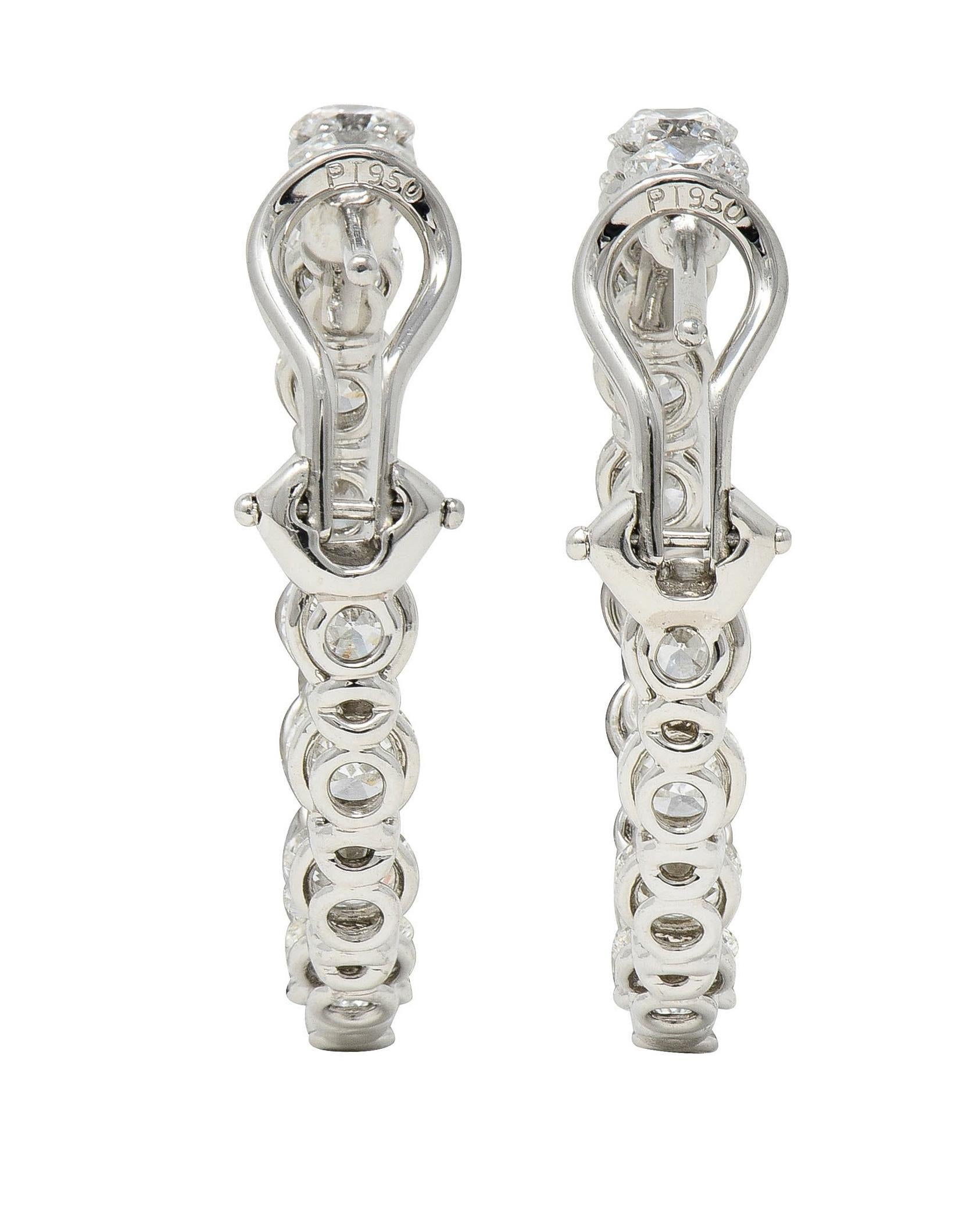 Women's or Men's Tiffany & Co. 1990's 8.50 CTW Diamond Platinum Vintage Inside-Out Hoop Earrings For Sale