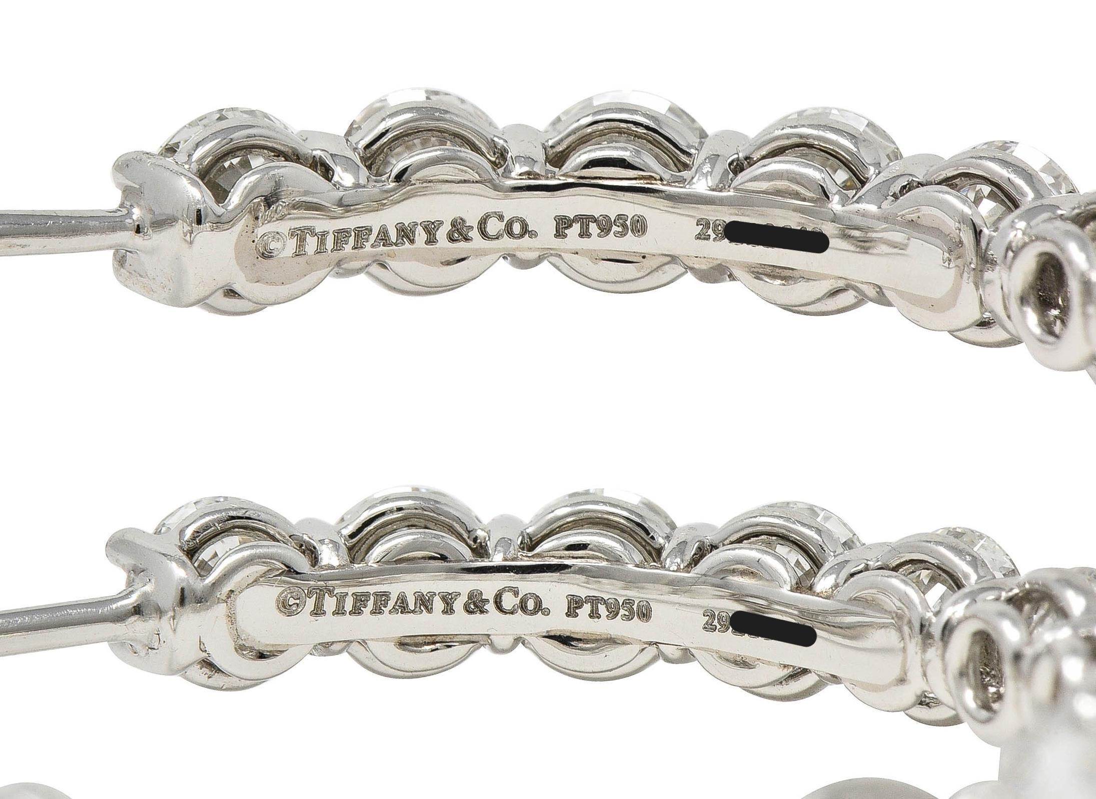 Tiffany & Co. 1990's 8.50 CTW Diamond Platinum Vintage Inside-Out Hoop Earrings For Sale 1