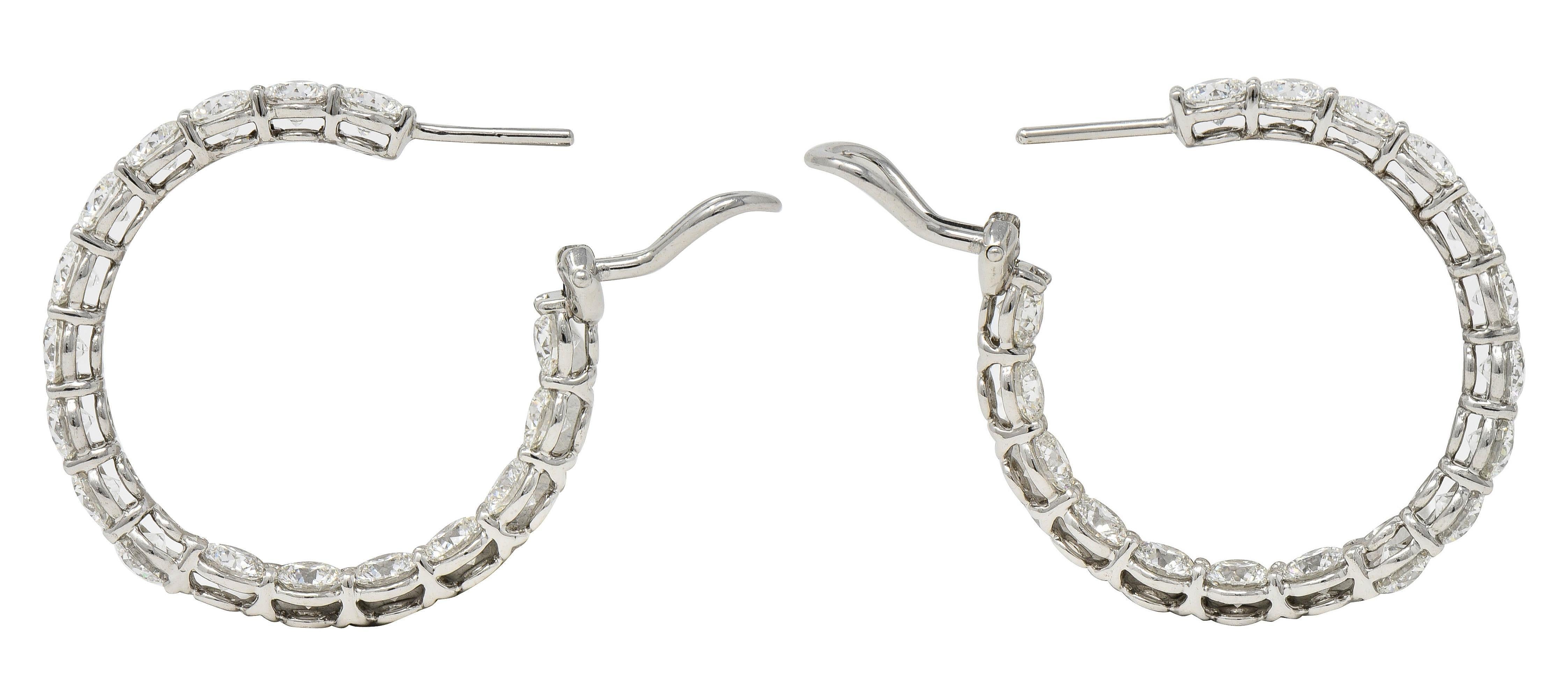 Tiffany & Co. 1990's 8.50 CTW Diamond Platinum Vintage Inside-Out Hoop Earrings For Sale 2