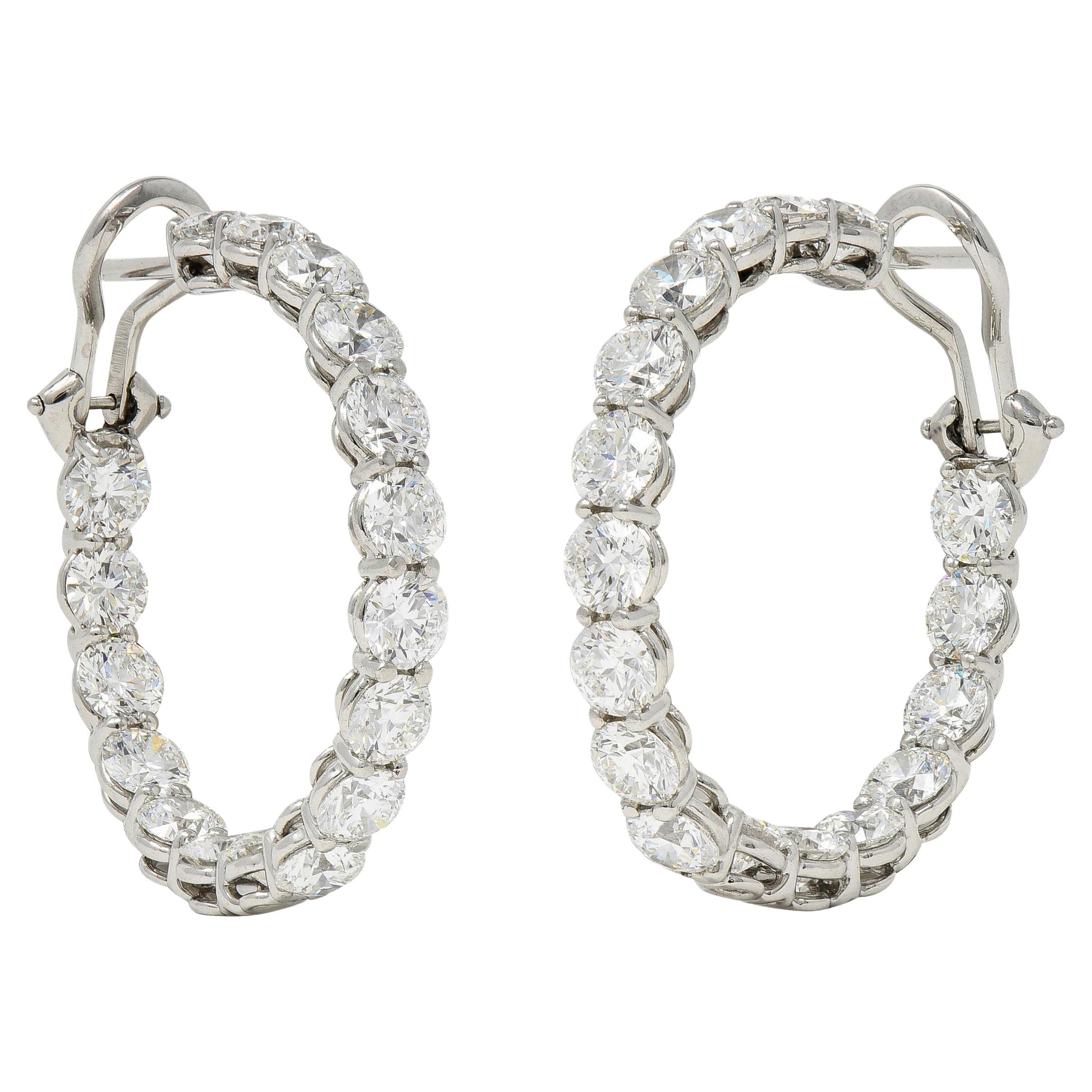 Tiffany & Co. 1990's 8.50 CTW Diamond Platinum Vintage Inside-Out Hoop Earrings