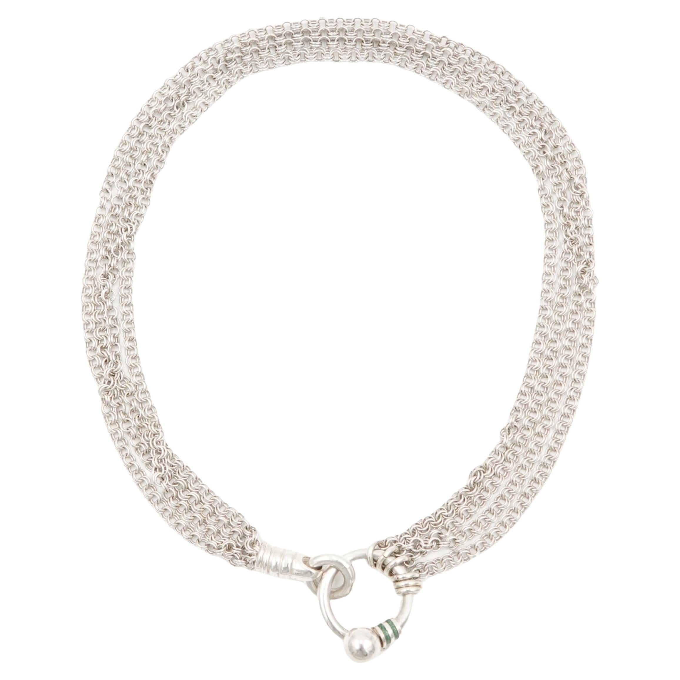 Tiffany & Co. 1990s Plata de ley .925 Collar de malla de varias vueltas Anillo Toggle