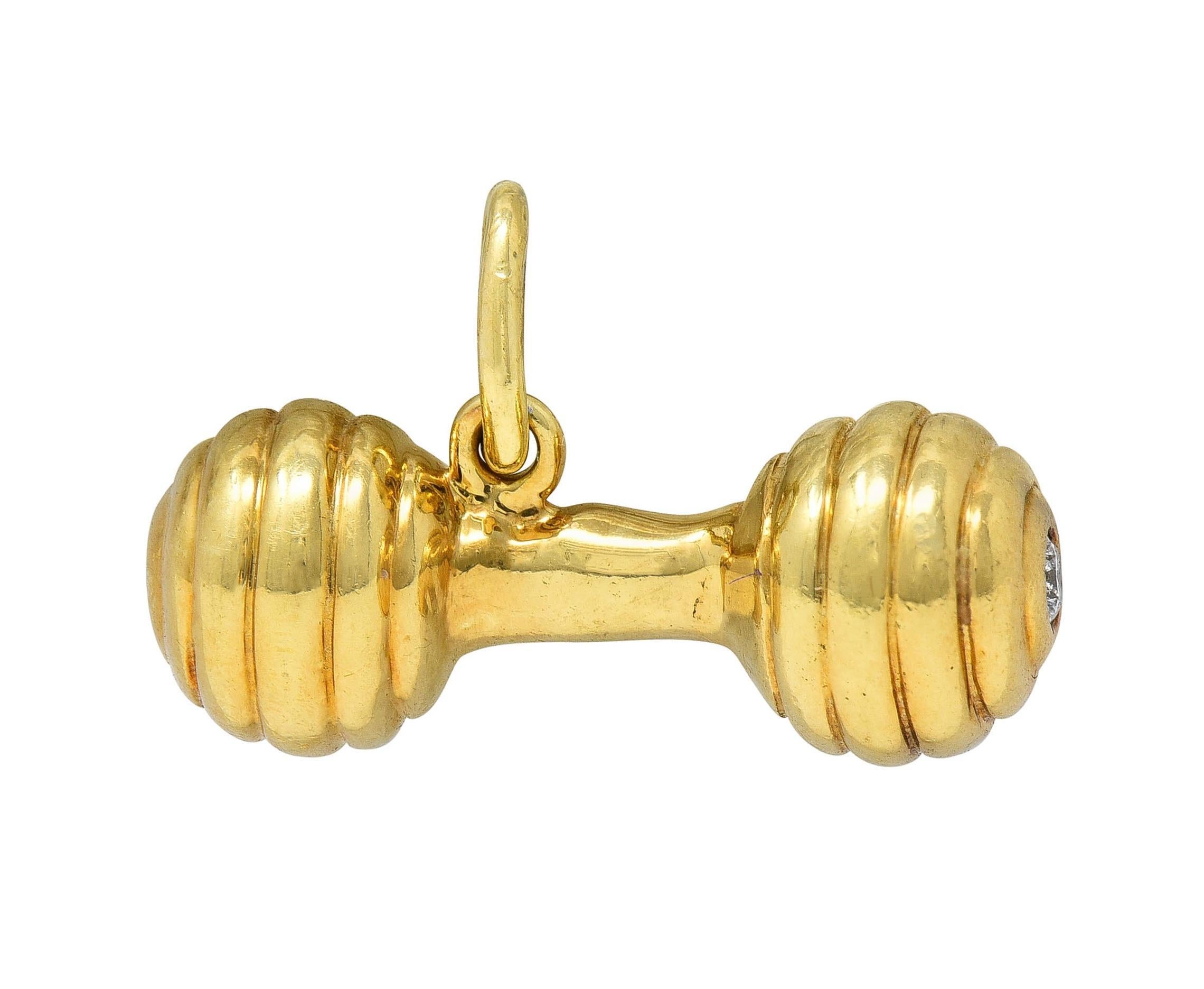 Tiffany & Co. 1990's Diamond 18 Karat Yellow Gold Vintage Baby Rattle Charm 1