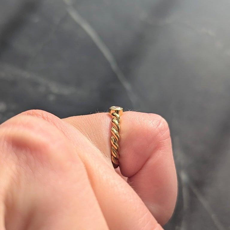 Tiffany and Co. 1990's Diamond 18 Karat Yellow Gold Vintage