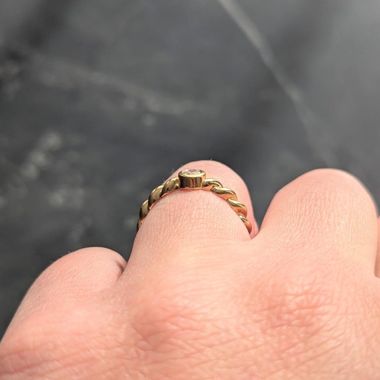 Tiffany and Co. 1990's Diamond 18 Karat Yellow Gold Vintage