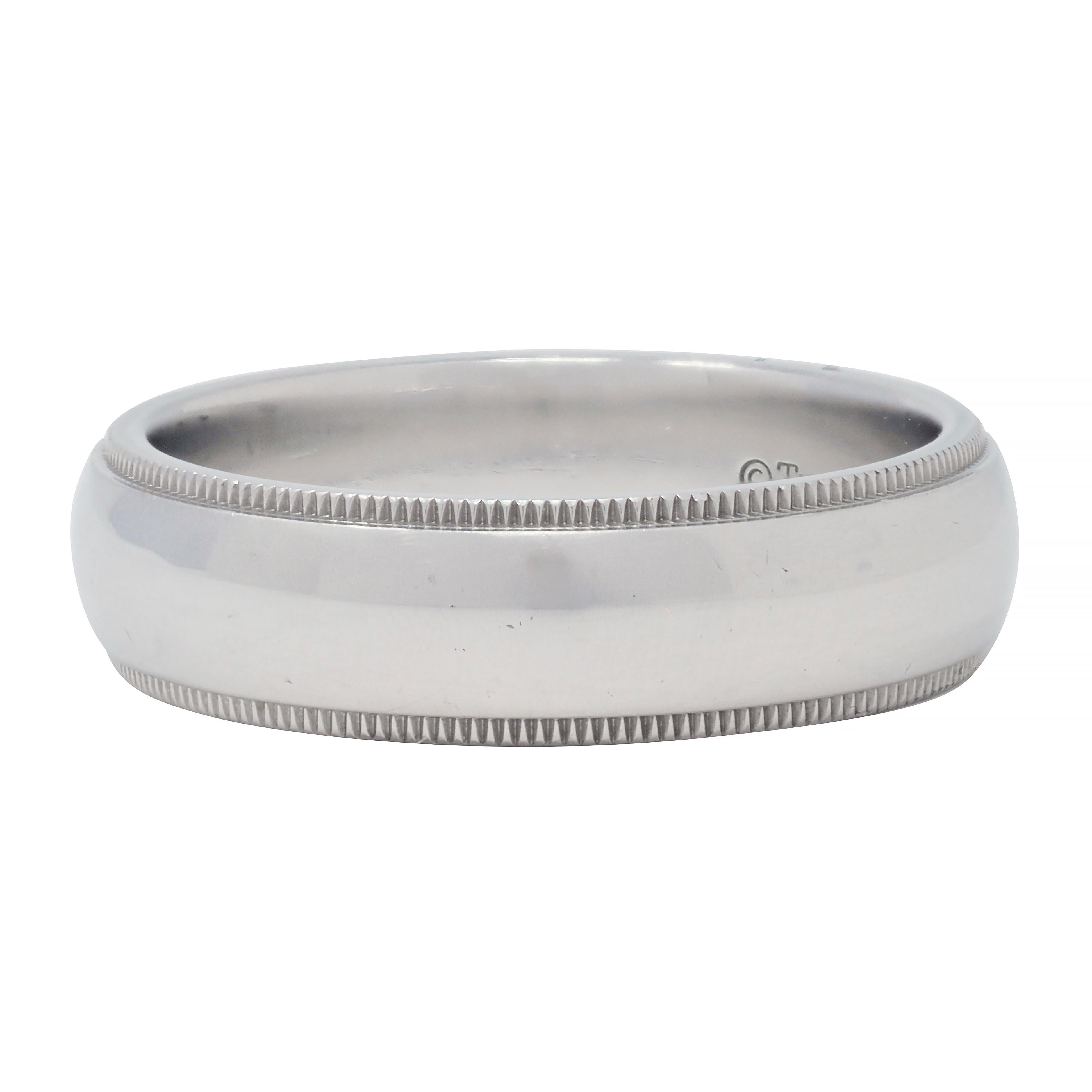 Tiffany & Co. 1990's Platinum Unisex Vintage Men's Wedding Band Ring For Sale 1