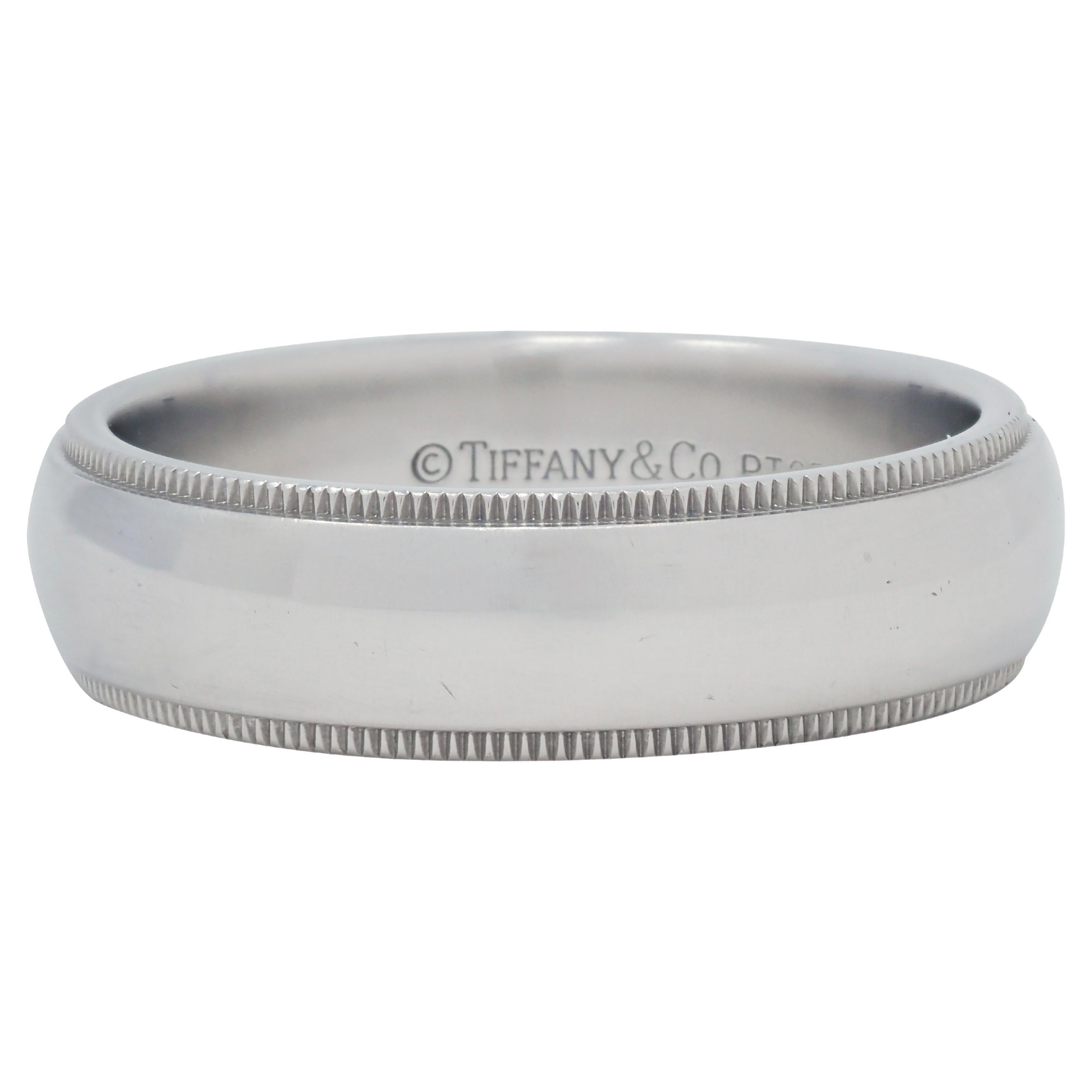 Tiffany & Co. 1990's Platinum Unisex Vintage Men's Wedding Band Ring For Sale