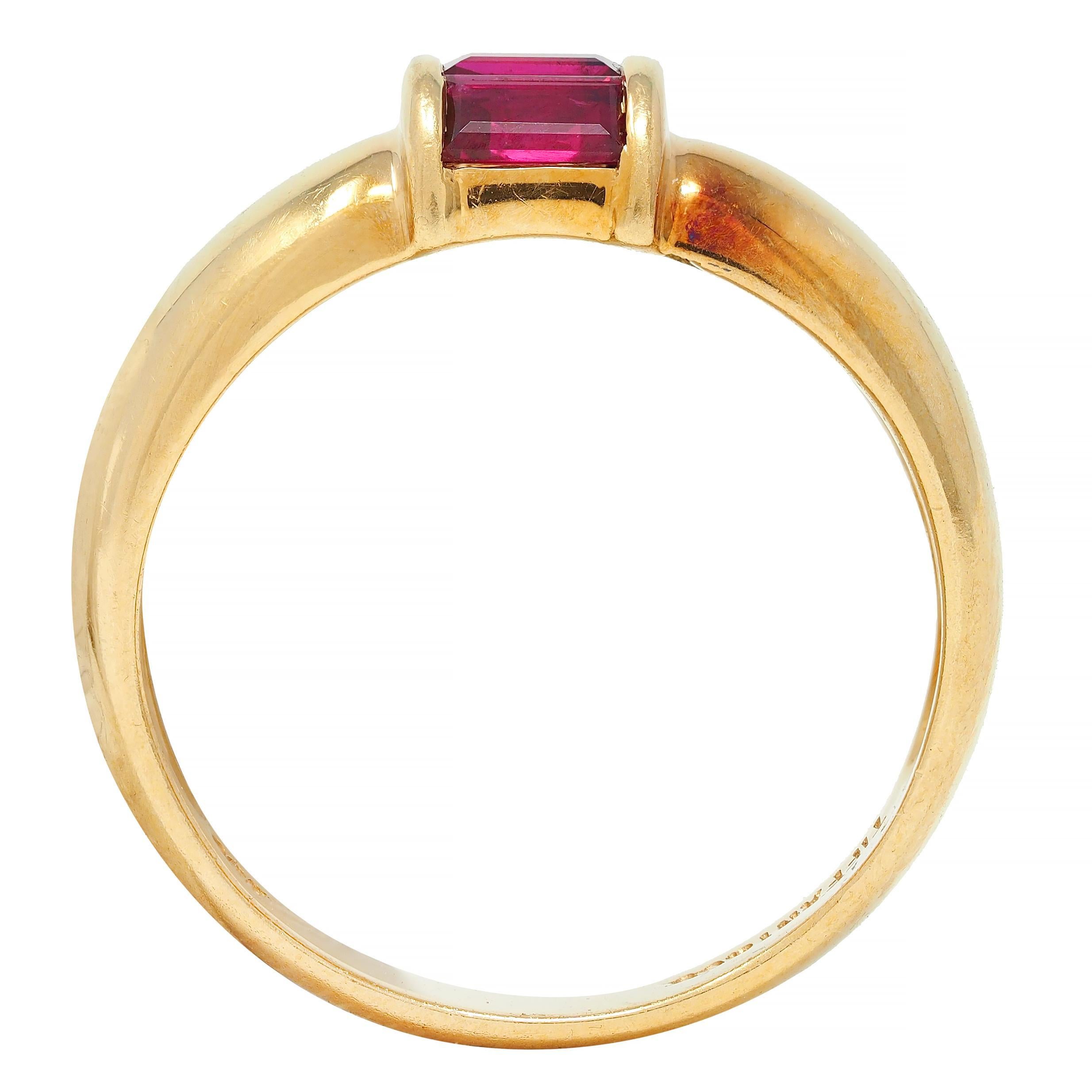 Tiffany & Co. 1990s Red Ruby 18 Karat Yellow Gold Vintage Stacking Band Ring 4