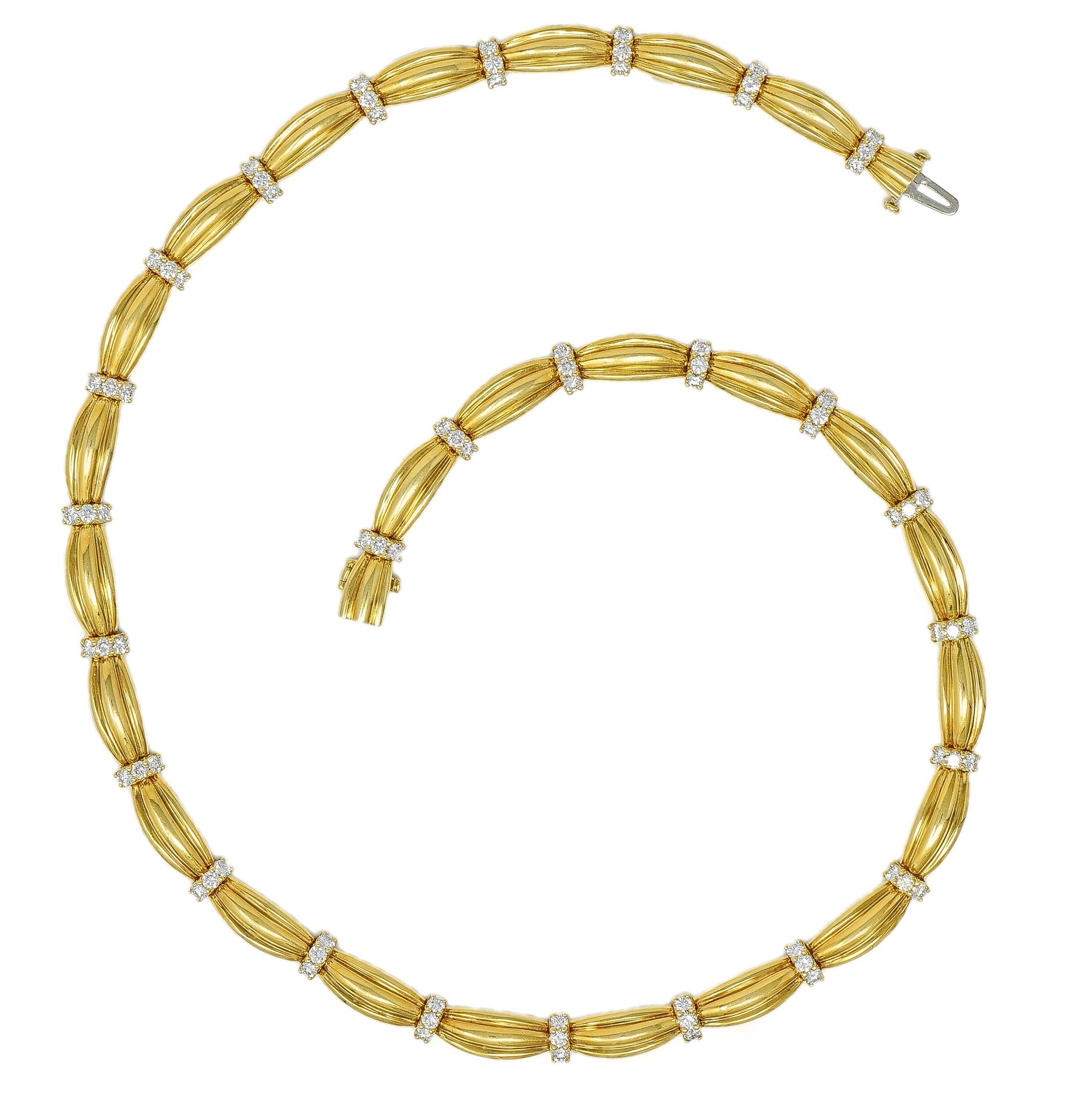 Moderno Tiffany & Co. 1992 1,04 CTW Diamond 18 Karat Yellow Gold Collana a nastro vintage in vendita